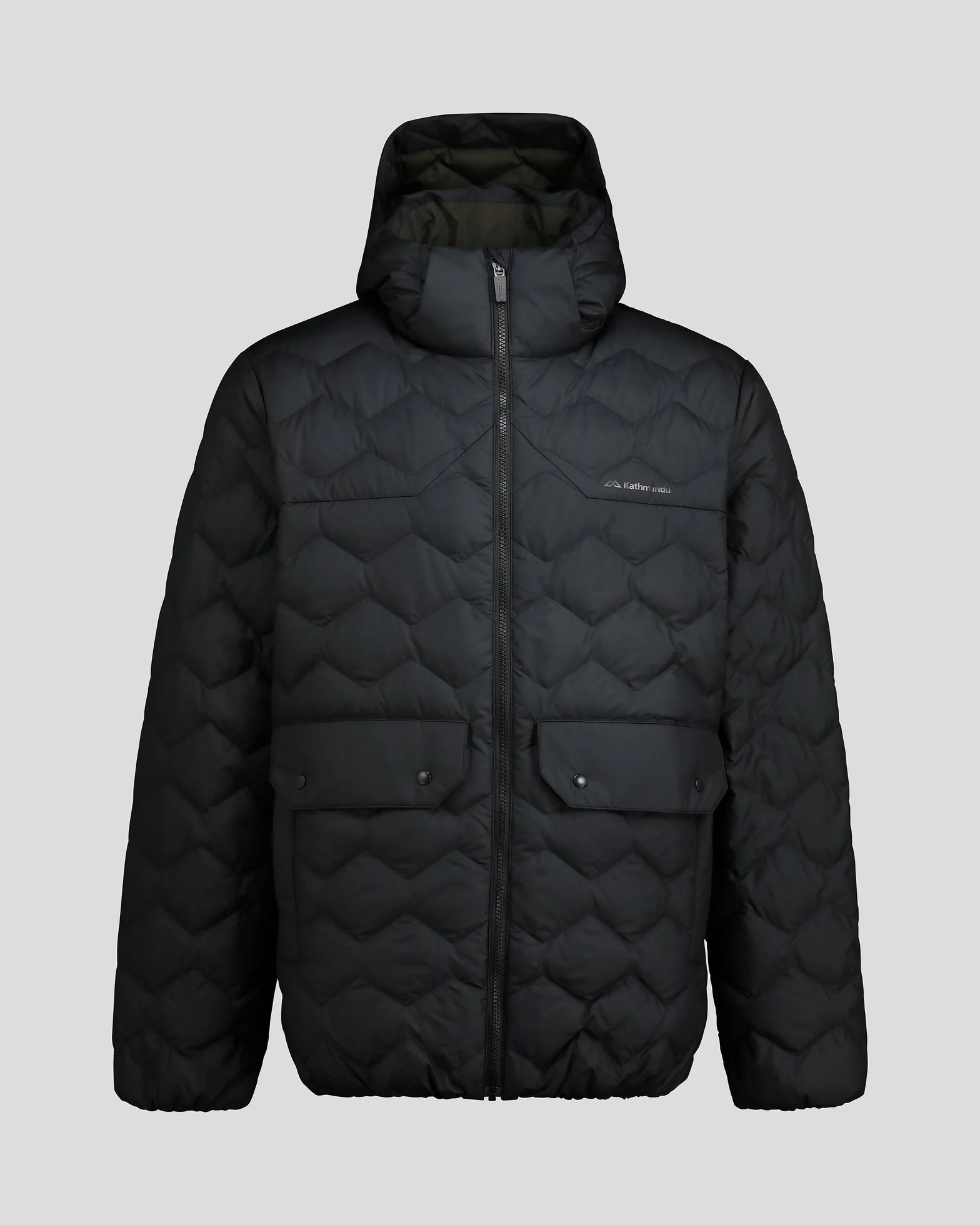 Men's Any Time Down Hooded Parka Jacket- Black Stingray - Image 9