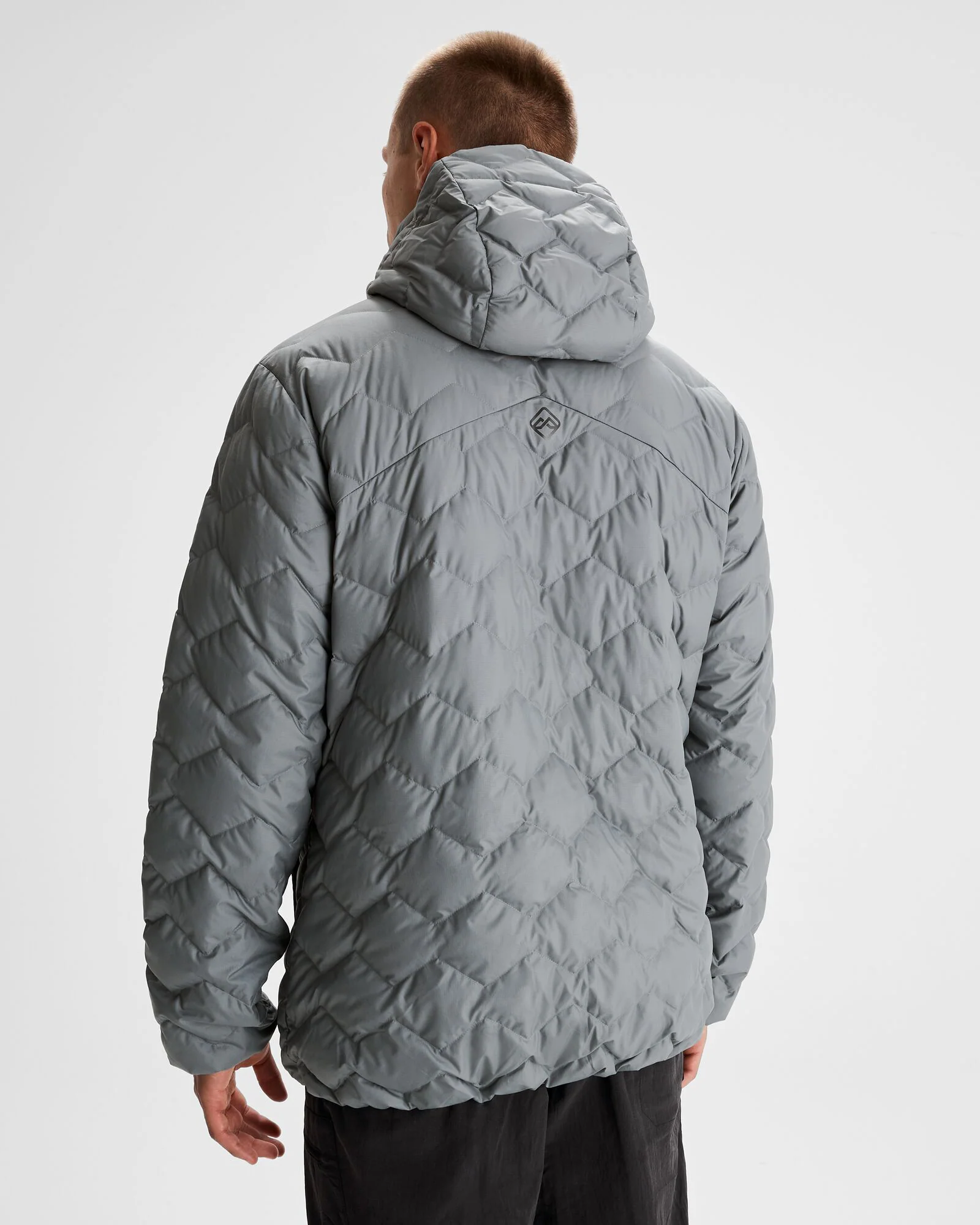 Men's Any Time Down Hooded Parka Jacket- Moon - Image 3