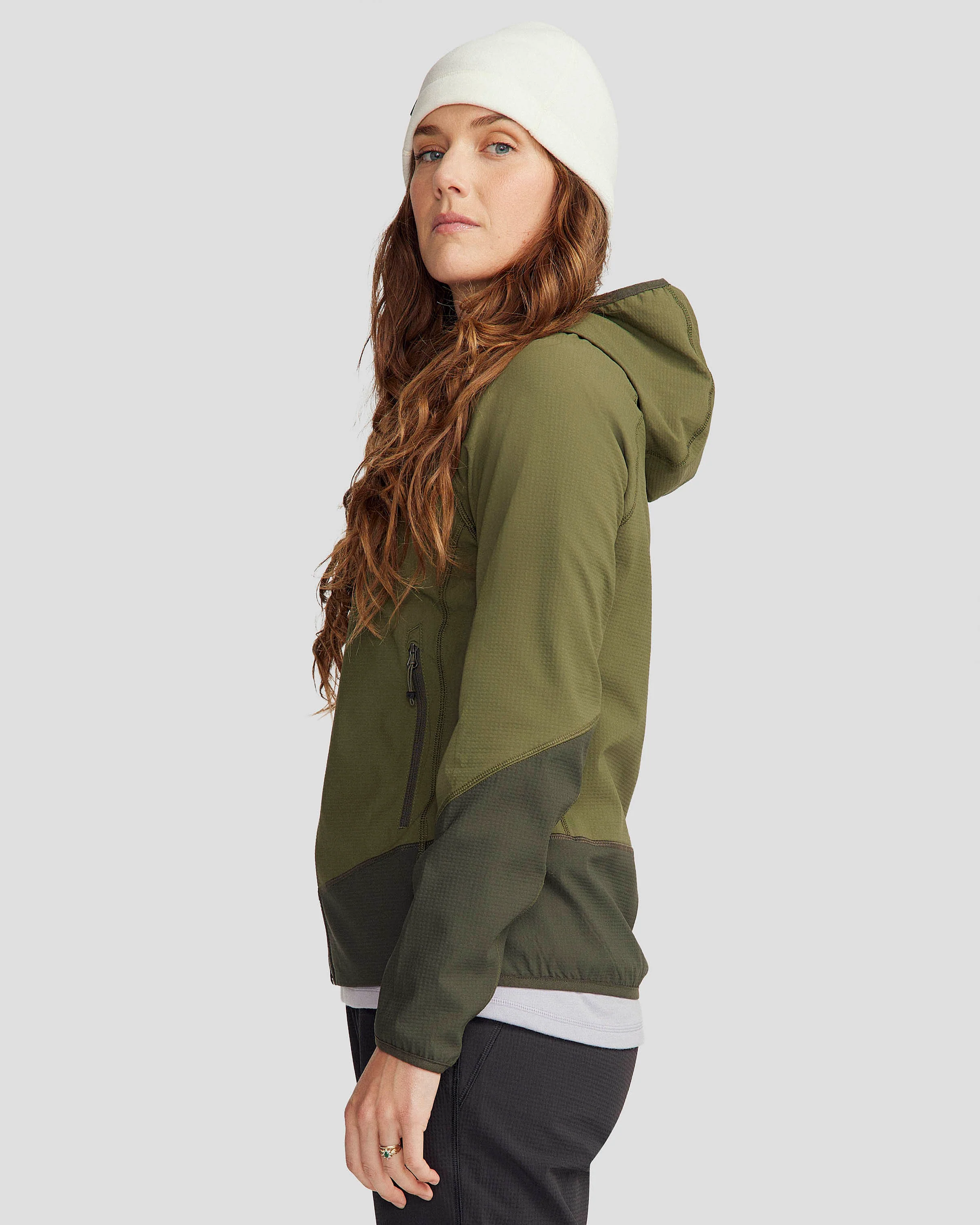 Women's Aysen Hooded Fleece Jacket - Light Moss/Dark Moss - Image 3