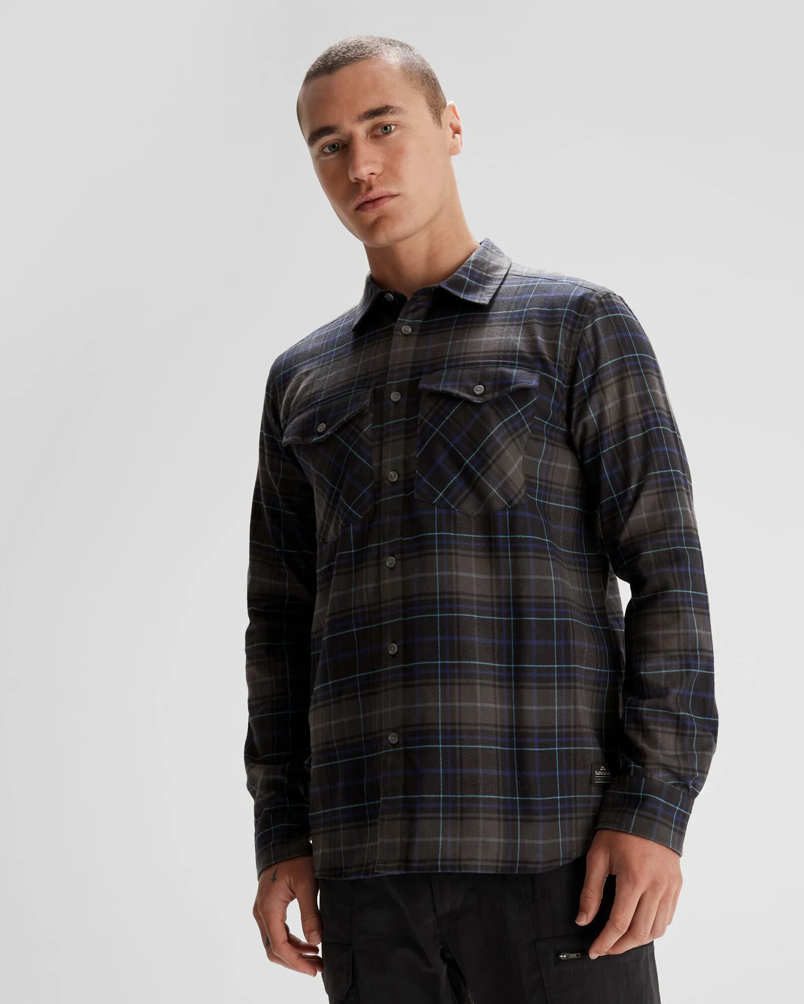 Men's Carrillon HF Long Sleeve Shirt - Hillside Plaid Charcoal