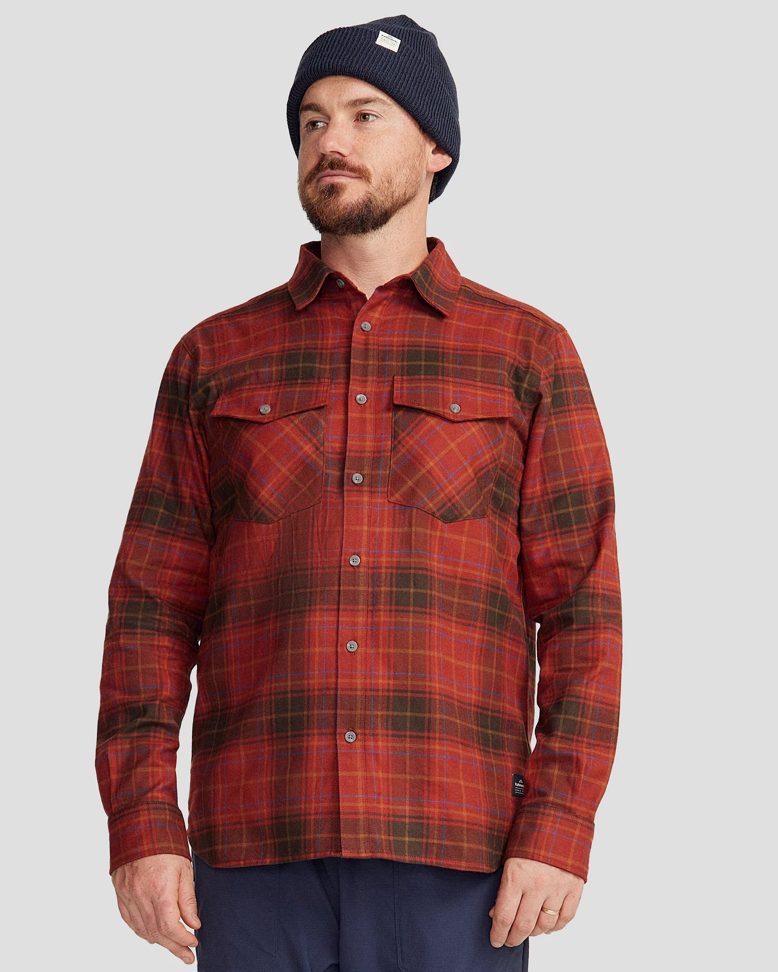 Men's Carrillon HF Long Sleeve Shirt - Hillside Plaid Redwood