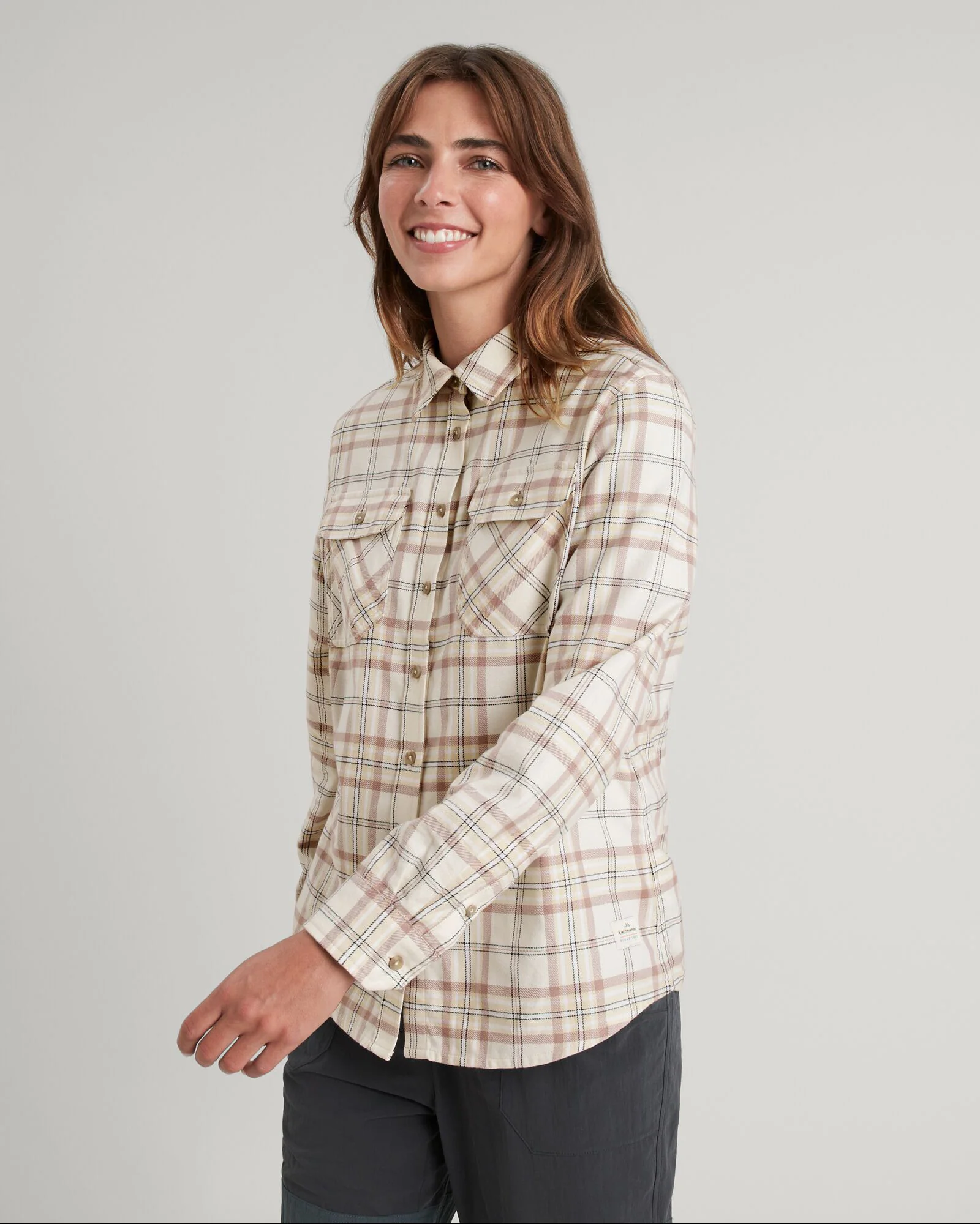 Carrillon Women's HF Long Sleeve Shirt - Natural/Drift Check - Image 3