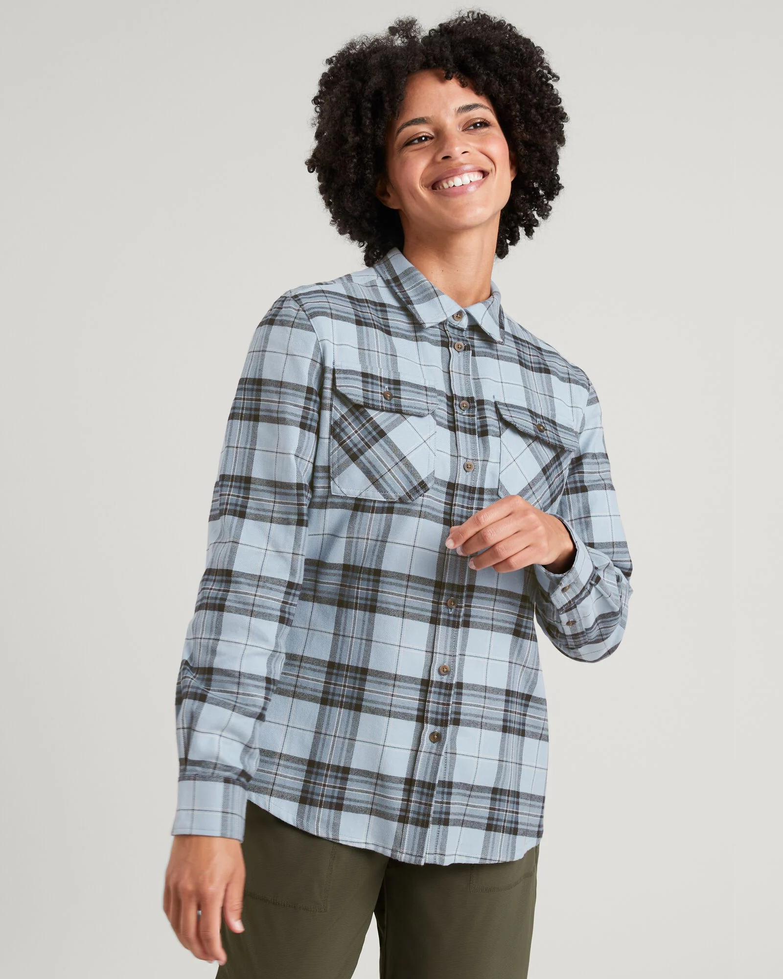 Carrillon Women's HF Long Sleeve Shirt - Ripple/Night Check
