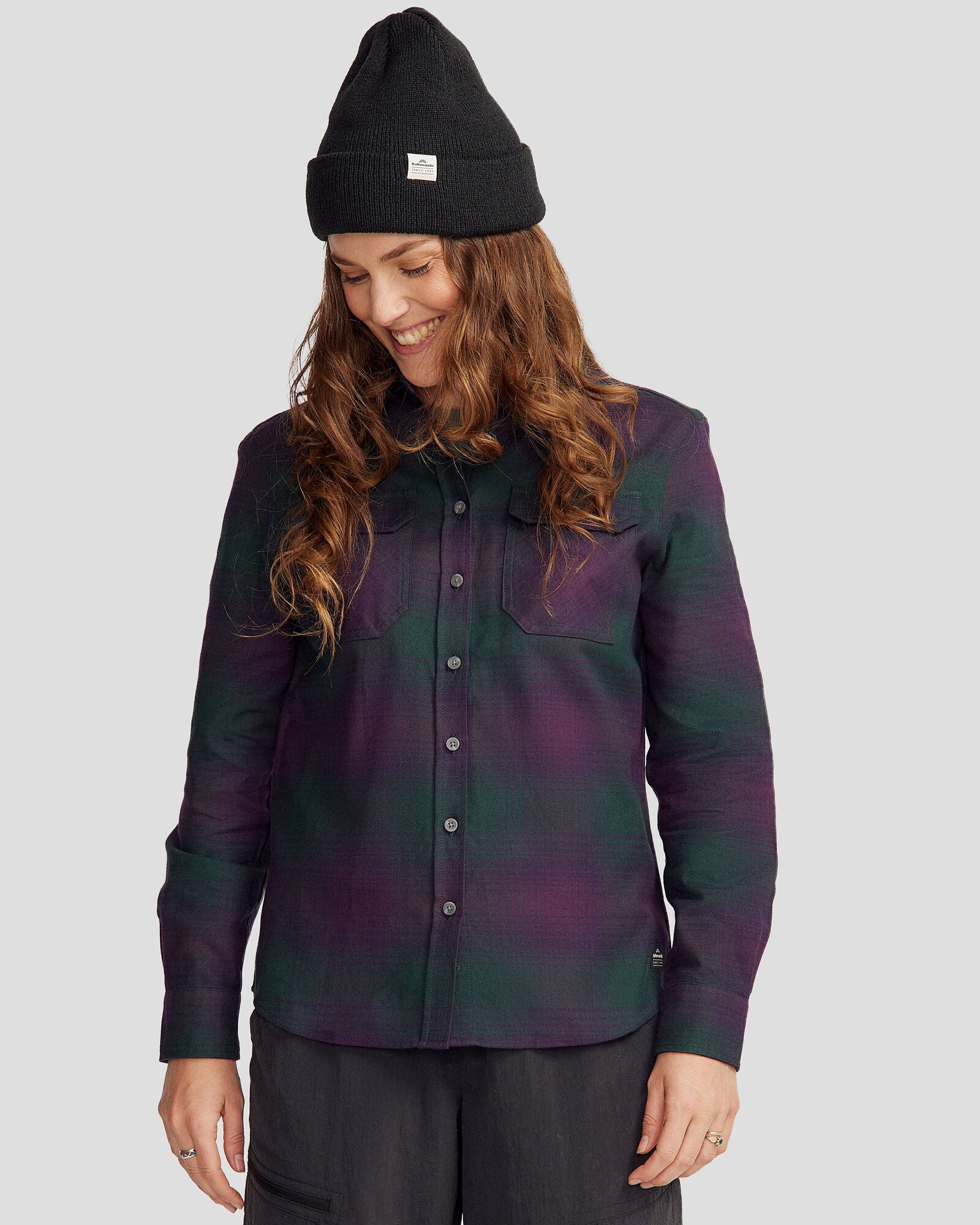 Women's Carrillon HF Long Sleeve Shirt - Shadow Plaid Deep Forest - Image 5