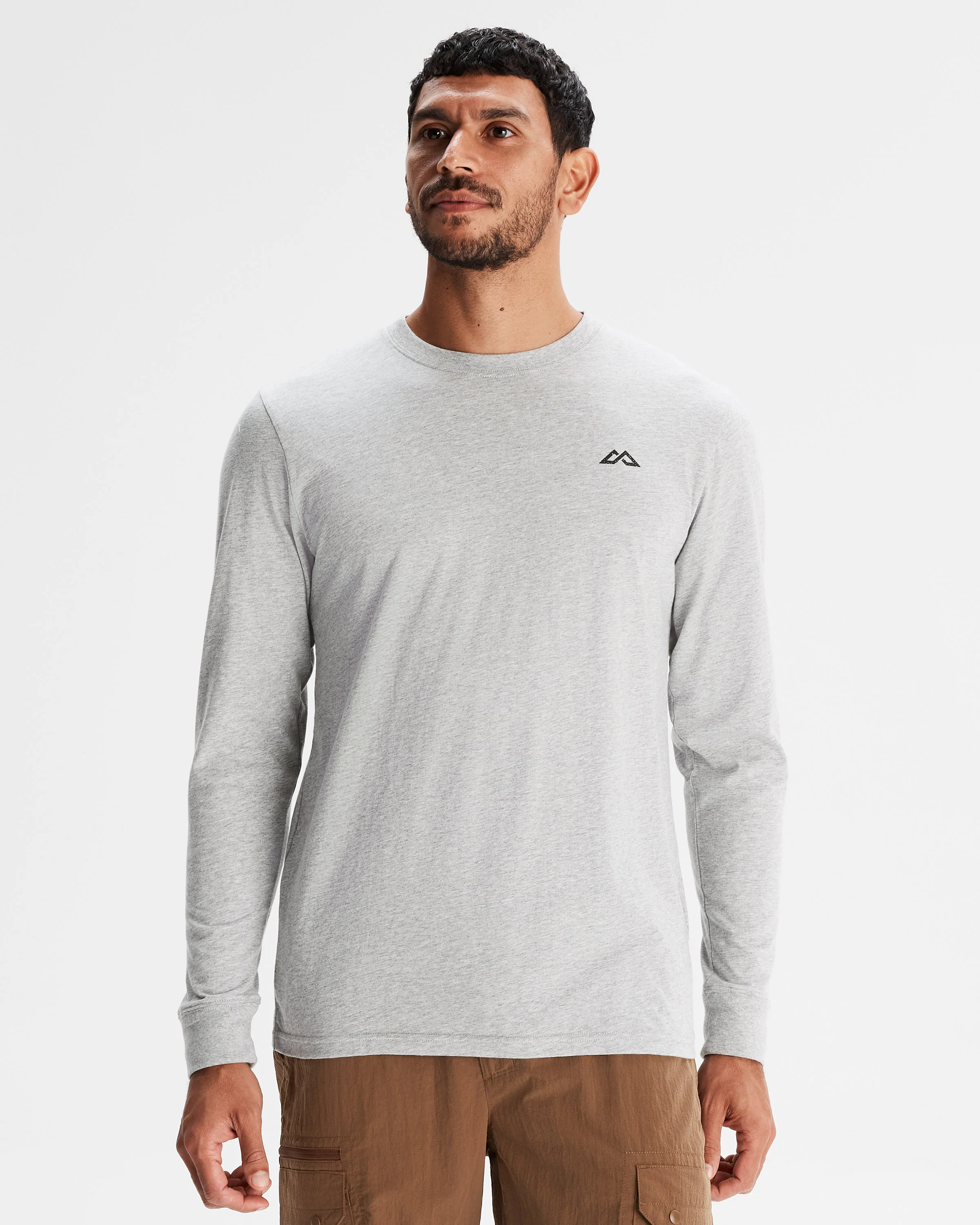 Men's Co-ordinate Organic Cotton Long Sleeve T-shirt - Light Grey Marle