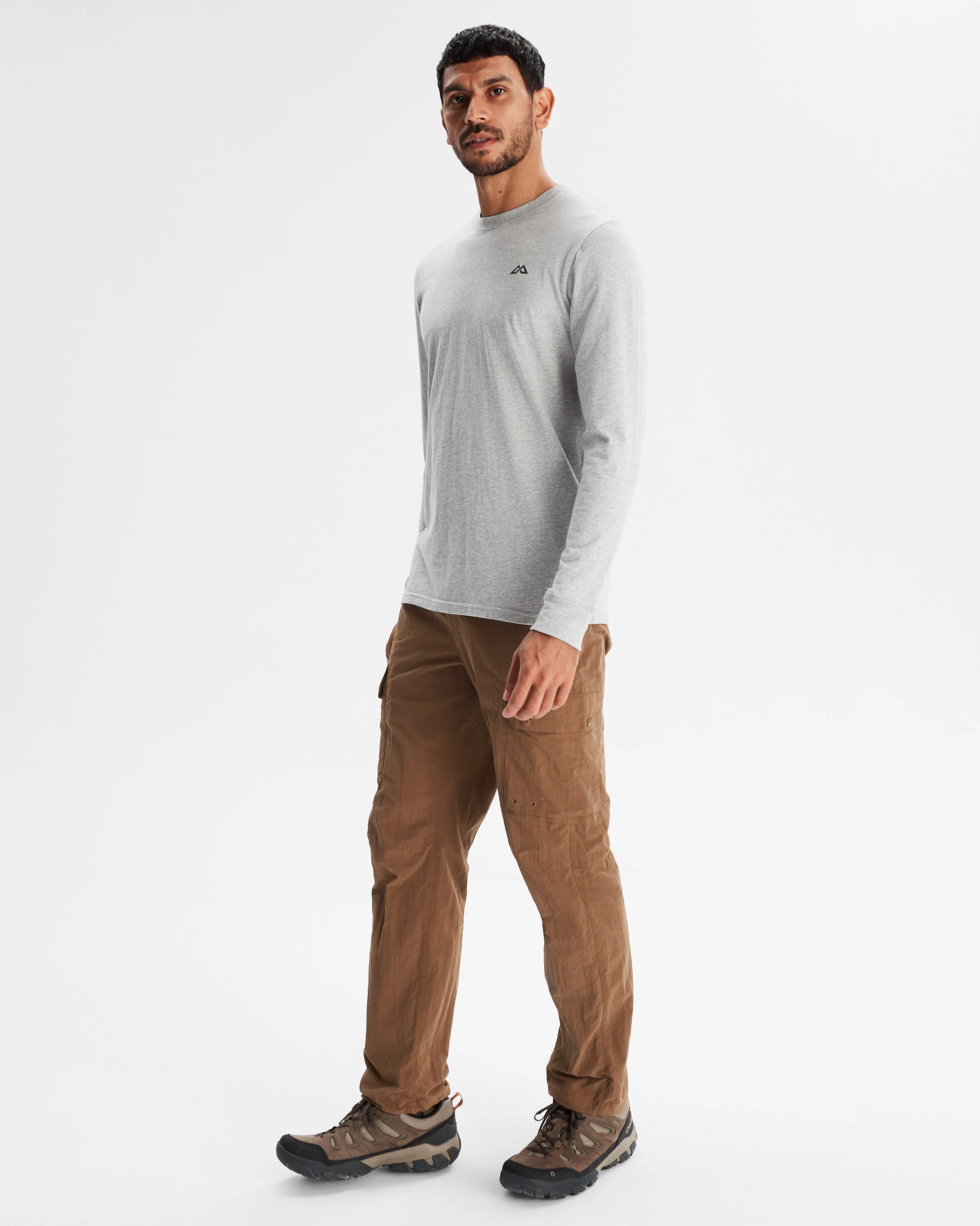 Men's Co-ordinate Organic Cotton Long Sleeve T-shirt - Light Grey Marle - Image 2