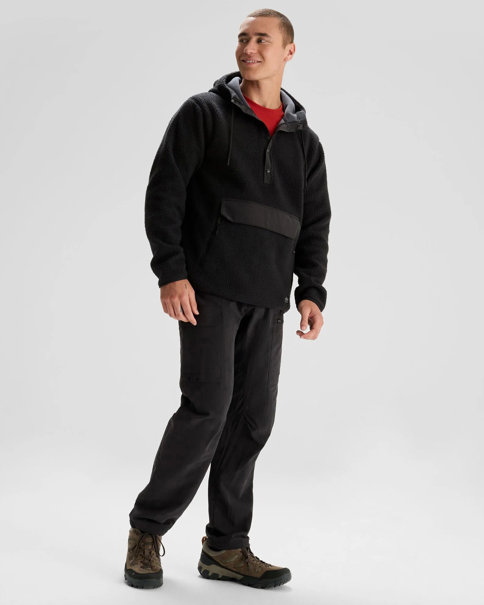 Men's Co-Z High Pile Hooded Pullover  - Black - Image 2