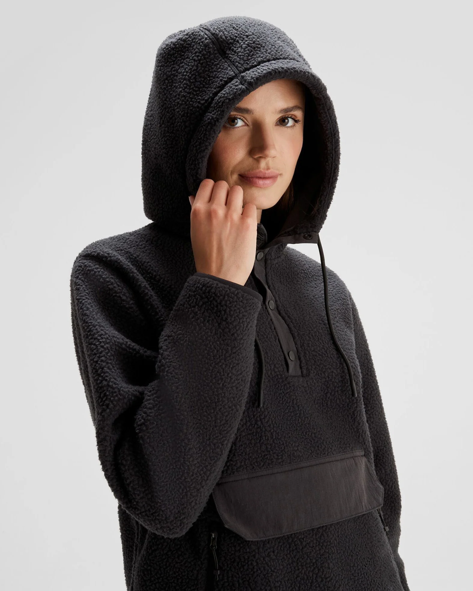 Women's Co-Z High Pile Hooded Pullover - Black - Image 6