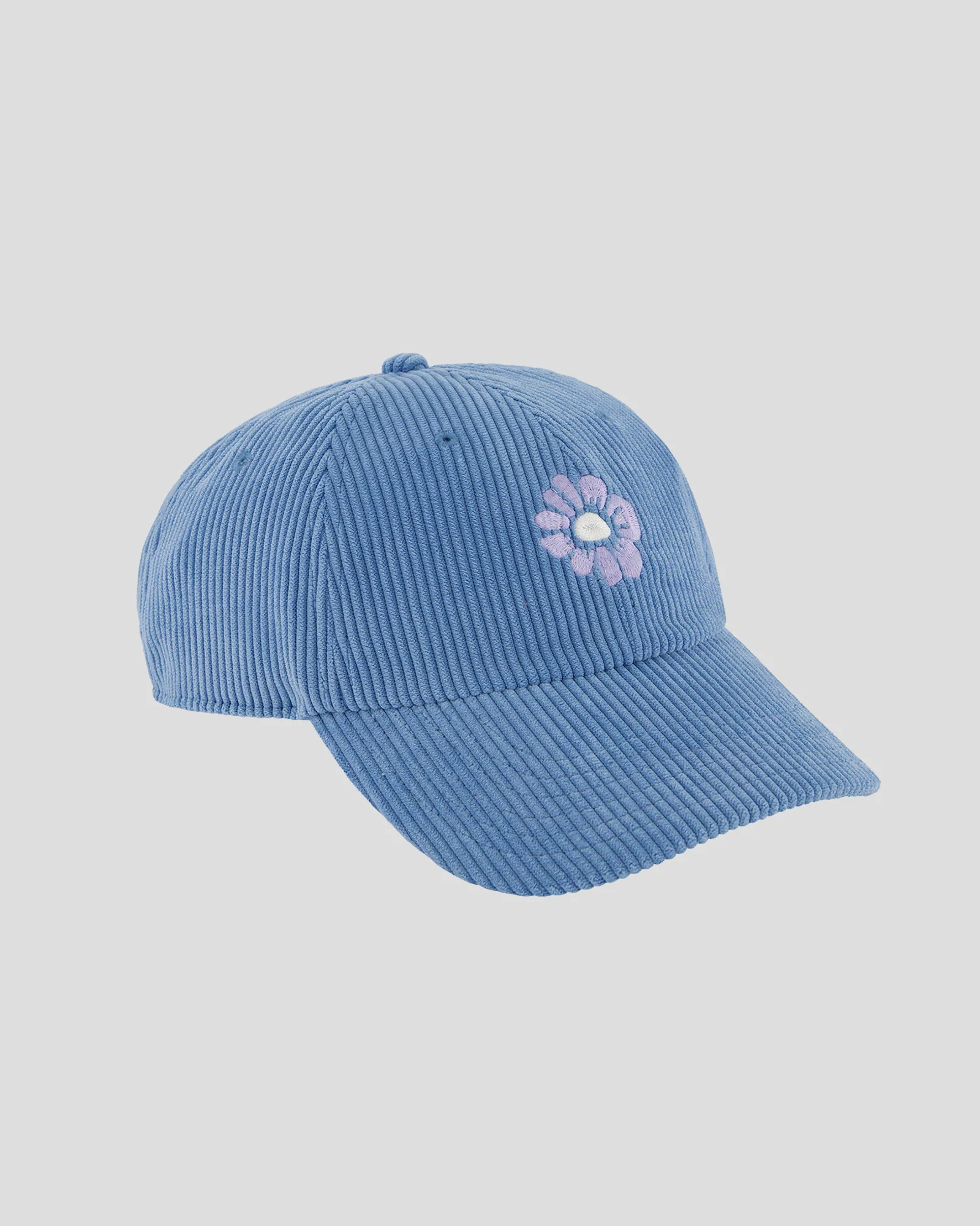 Embroidered Cord Cap - Washed Blue - Image 2
