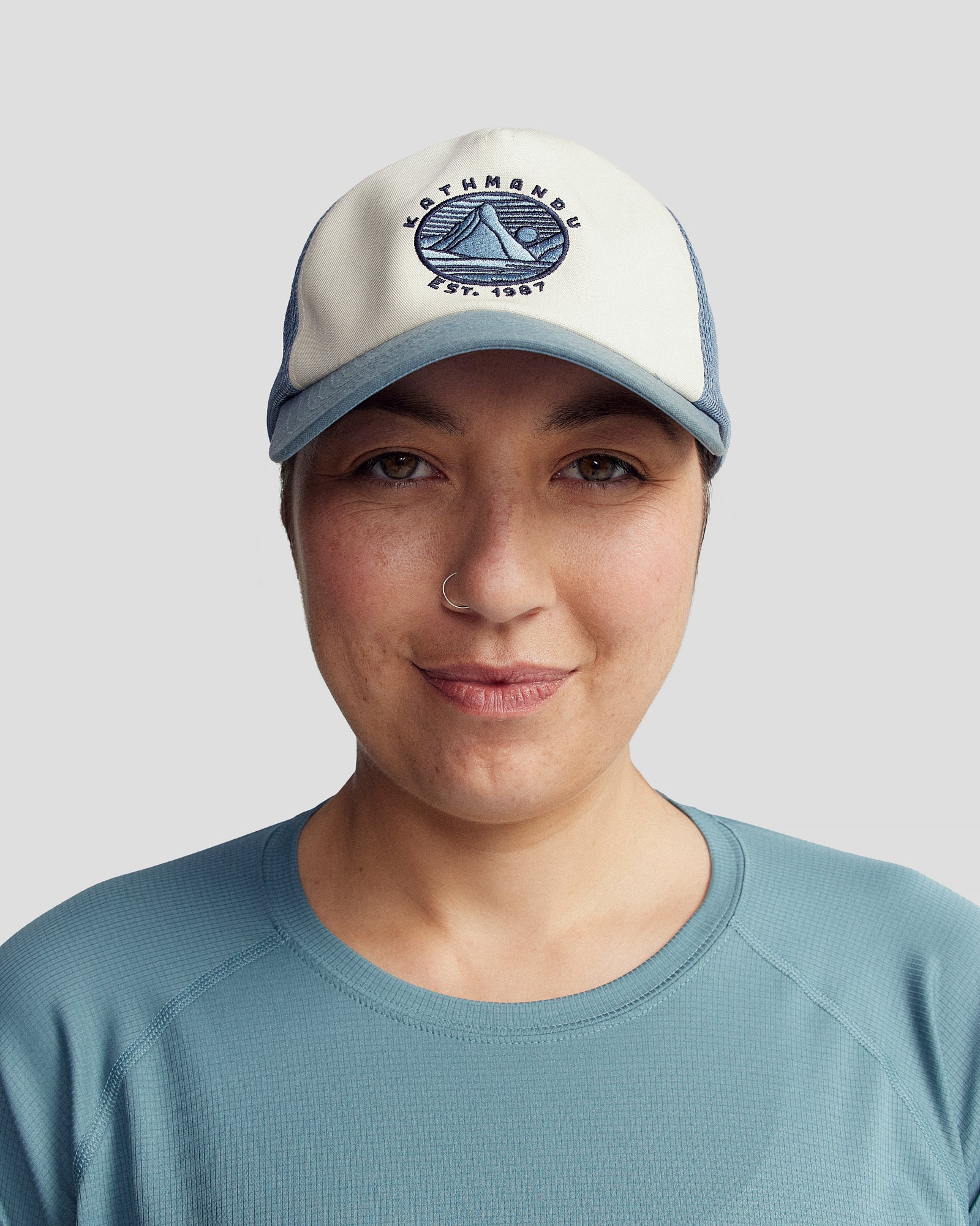 Embroidered Trucker Cap - Natural/Vapor