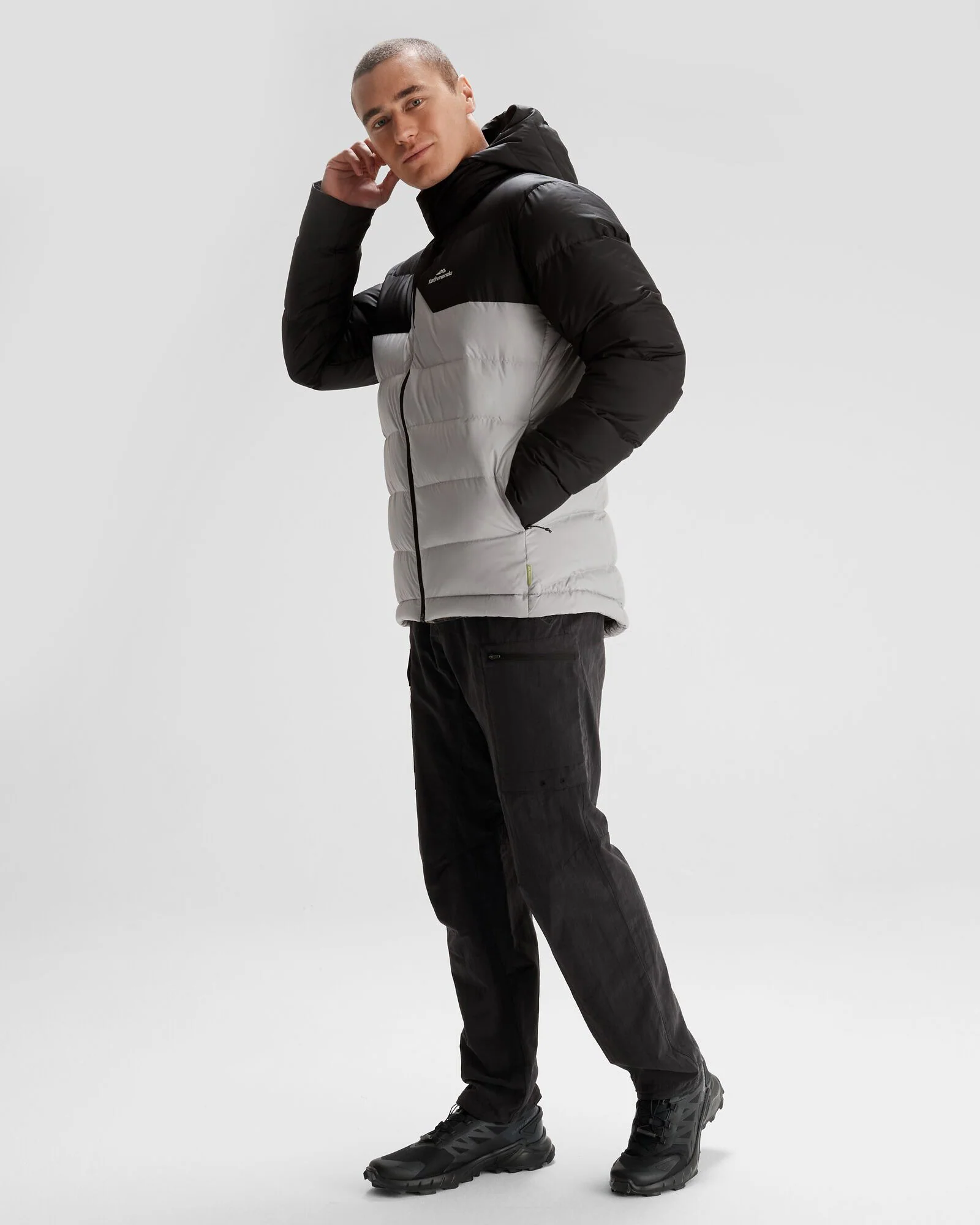 Men's Epiq Hooded Down Jacket - Steel Grey/Black - Image 3