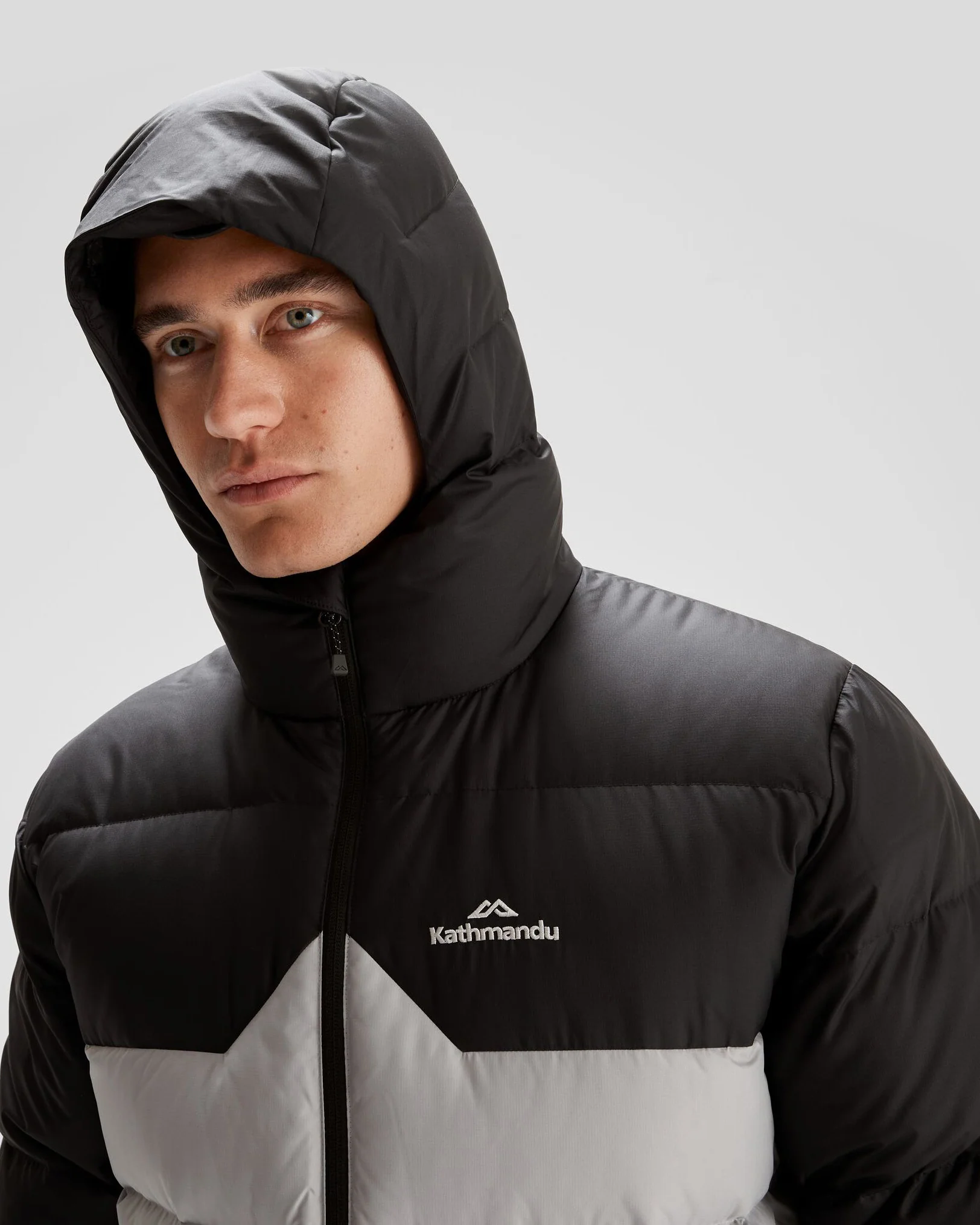 Men's Epiq Hooded Down Jacket - Steel Grey/Black - Image 5