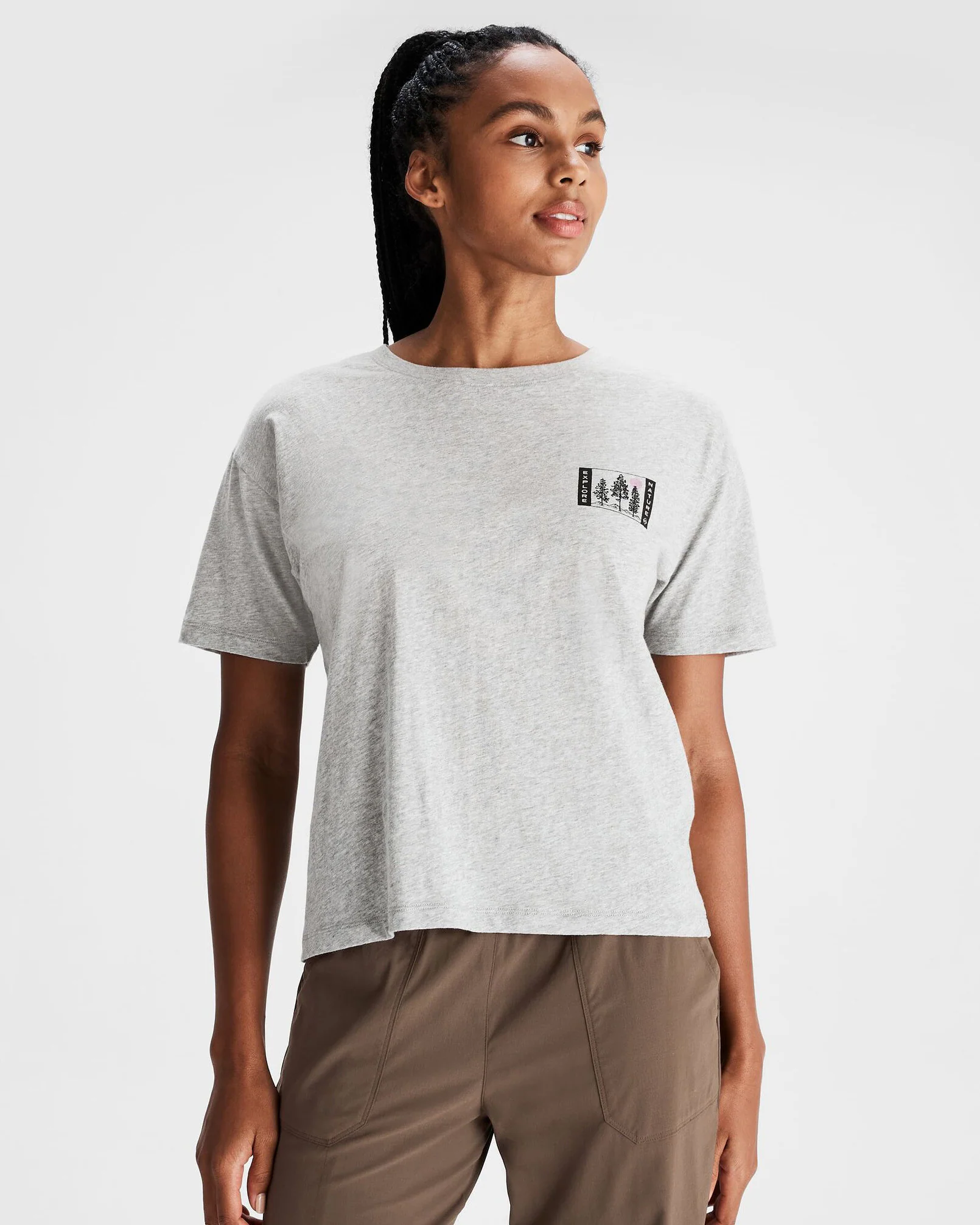Women's Explore Nature Organic Cotton T-shirt - Light Grey Marle