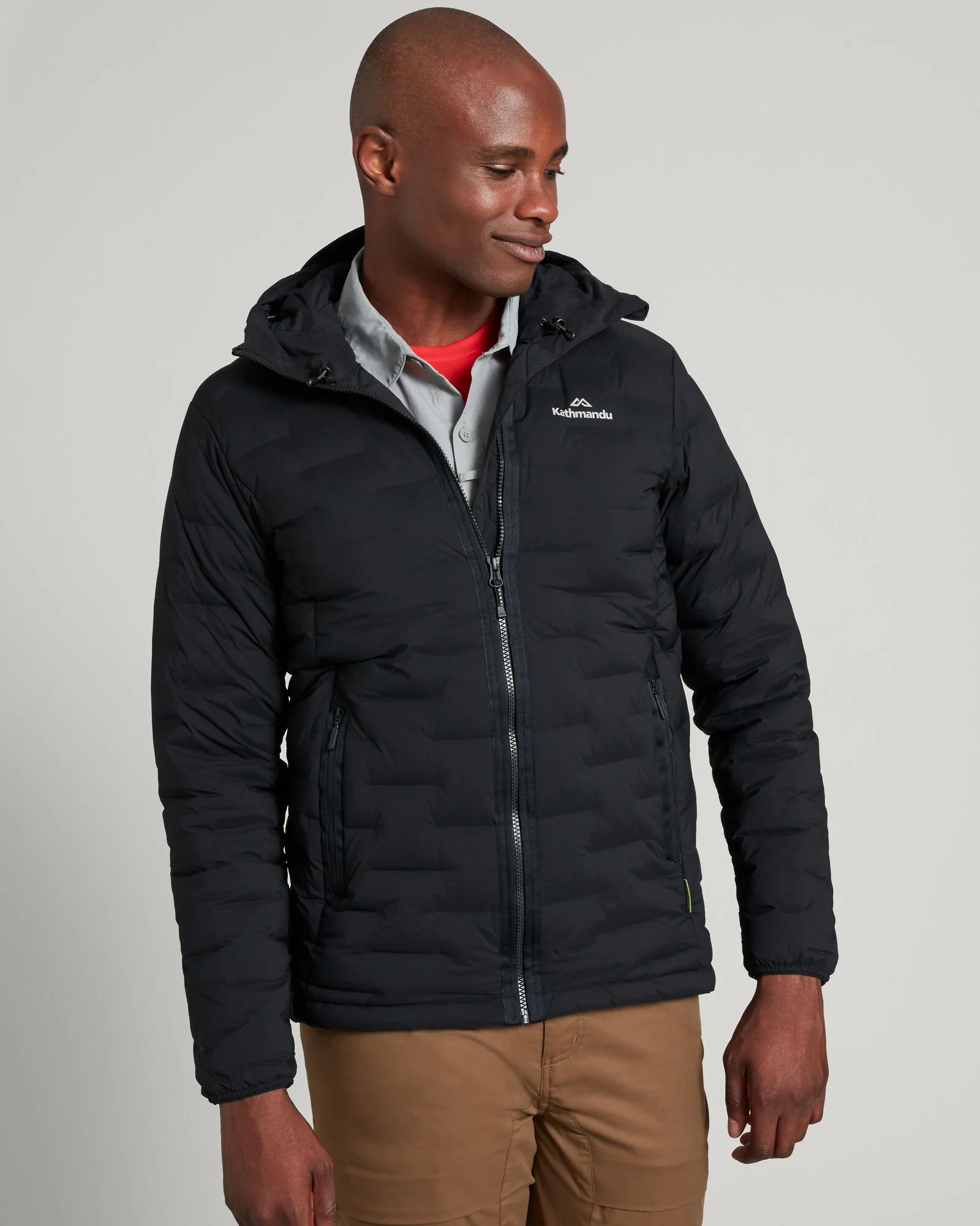 Men's Federate Stretch Hooded Down Jacket - Black