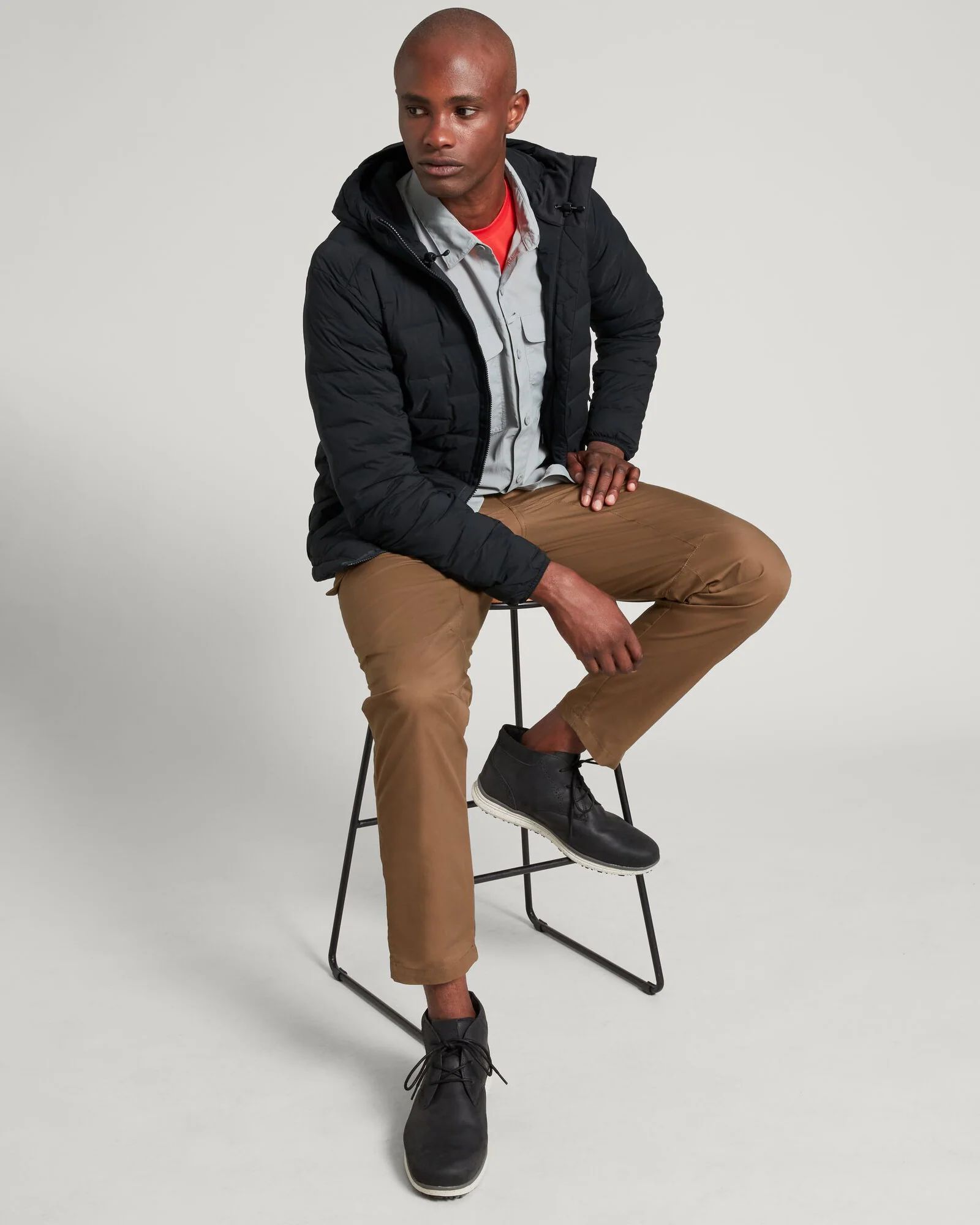 Men's Federate Stretch Hooded Down Jacket - Black - Image 2