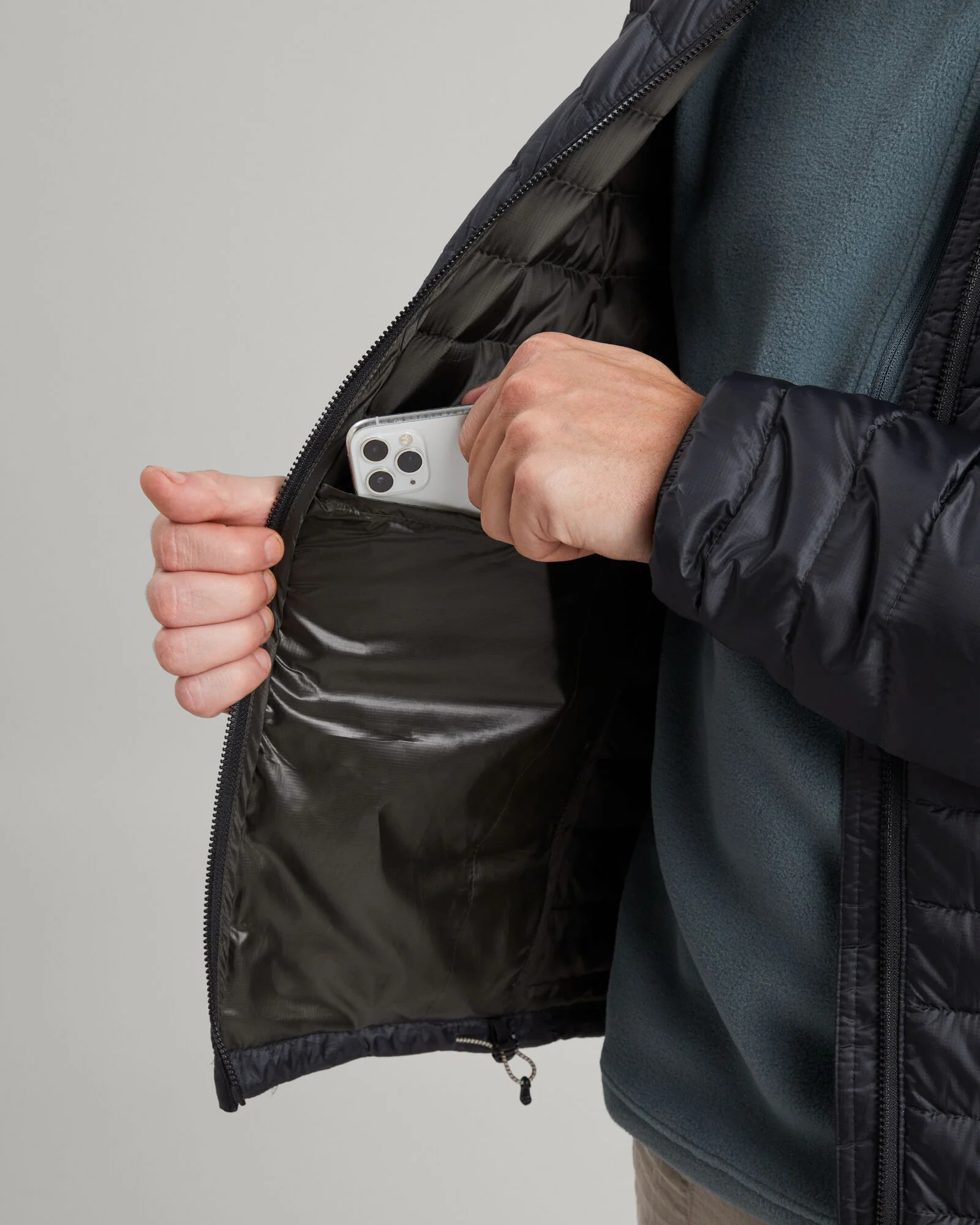 Men's Heli R Hooded Down Jacket - Black Stingray - Image 8