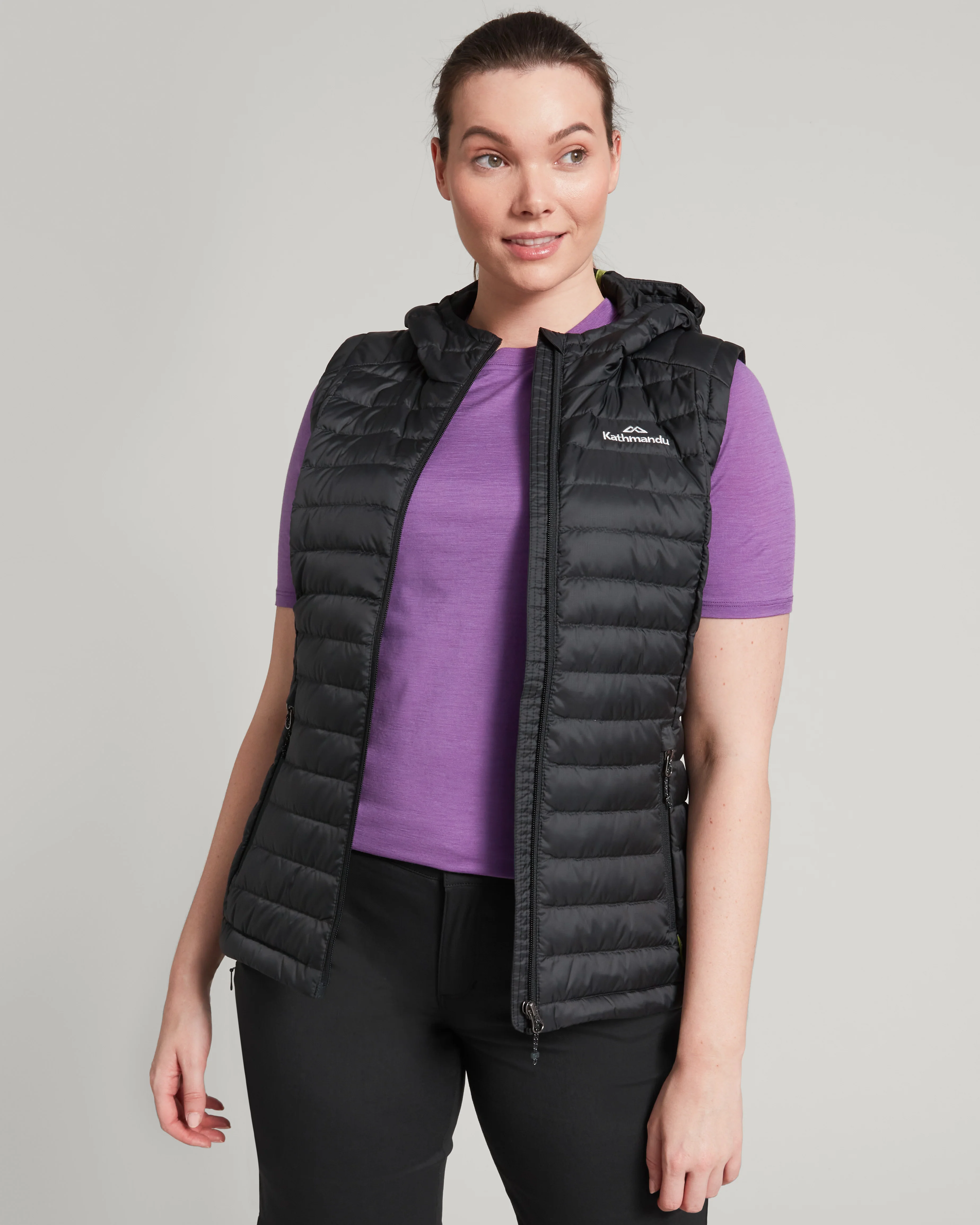 Women's Heli Hooded Down Vest - Black - Image 12