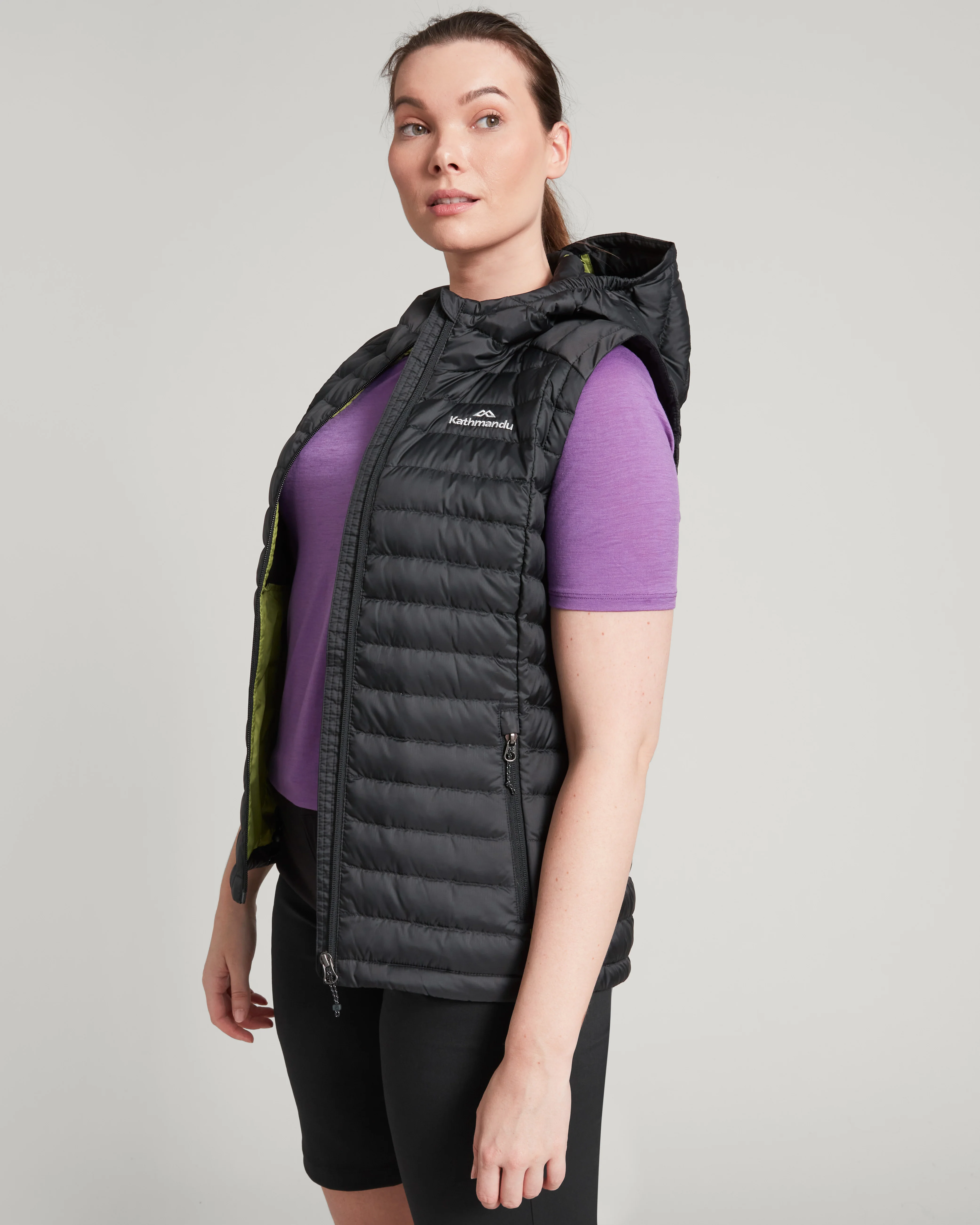 Women's Heli Hooded Down Vest - Black - Image 14