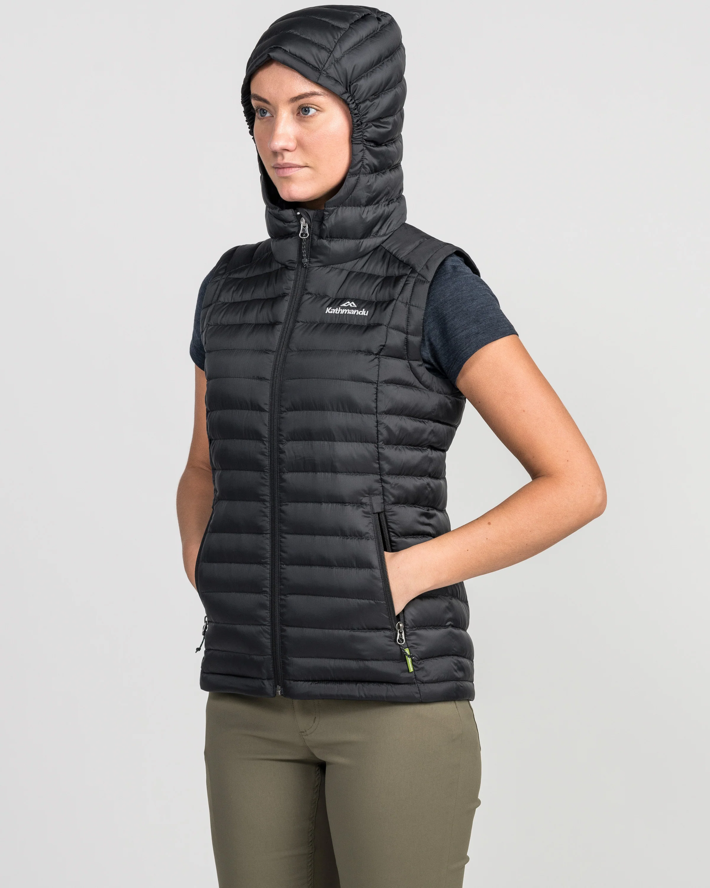 Women's Heli Hooded Down Vest - Black - Image 6