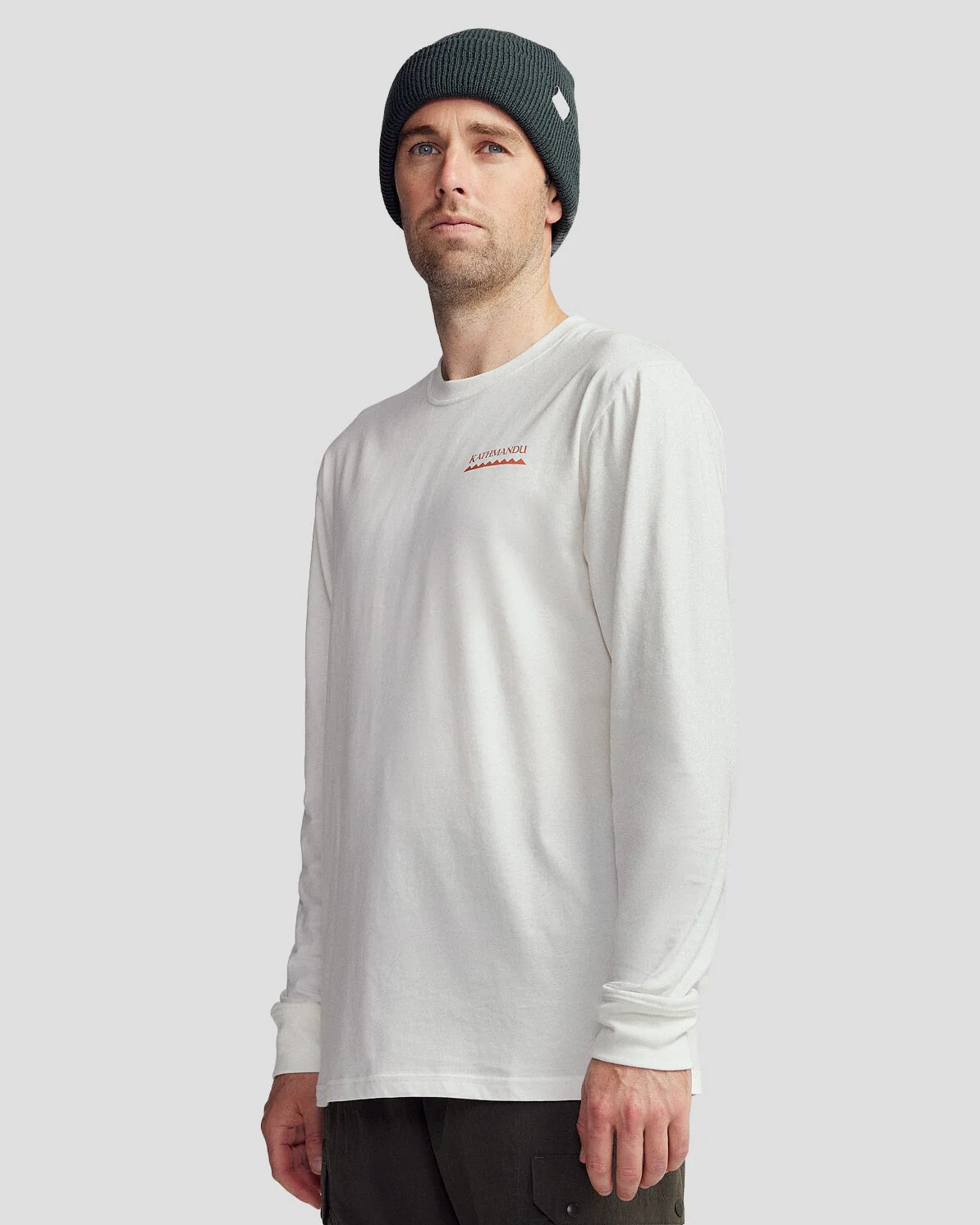 Heritage Logo Men's Organic Cotton L/S Tee - White/White - Image 3