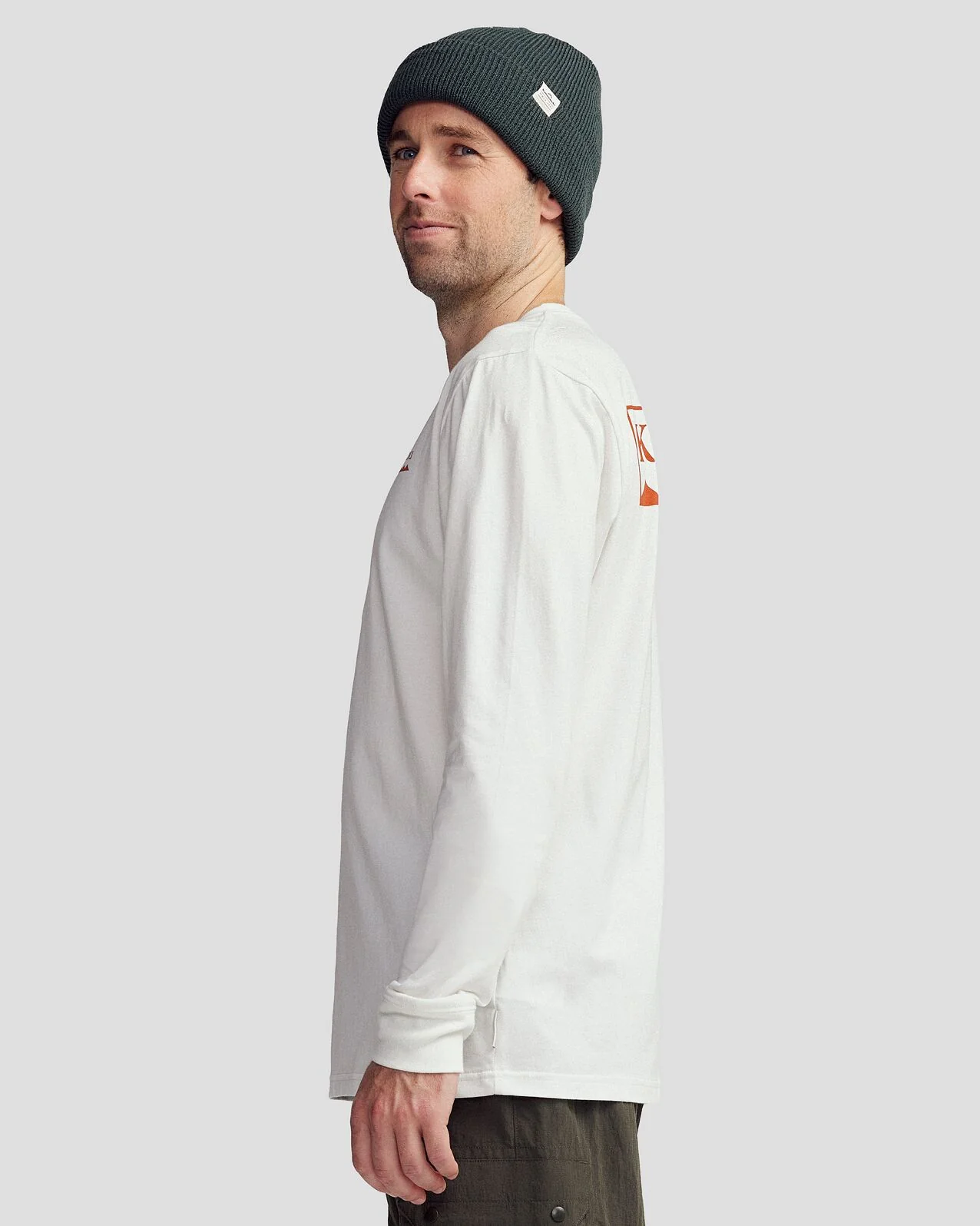 Heritage Logo Men's Organic Cotton L/S Tee - White/White - Image 4