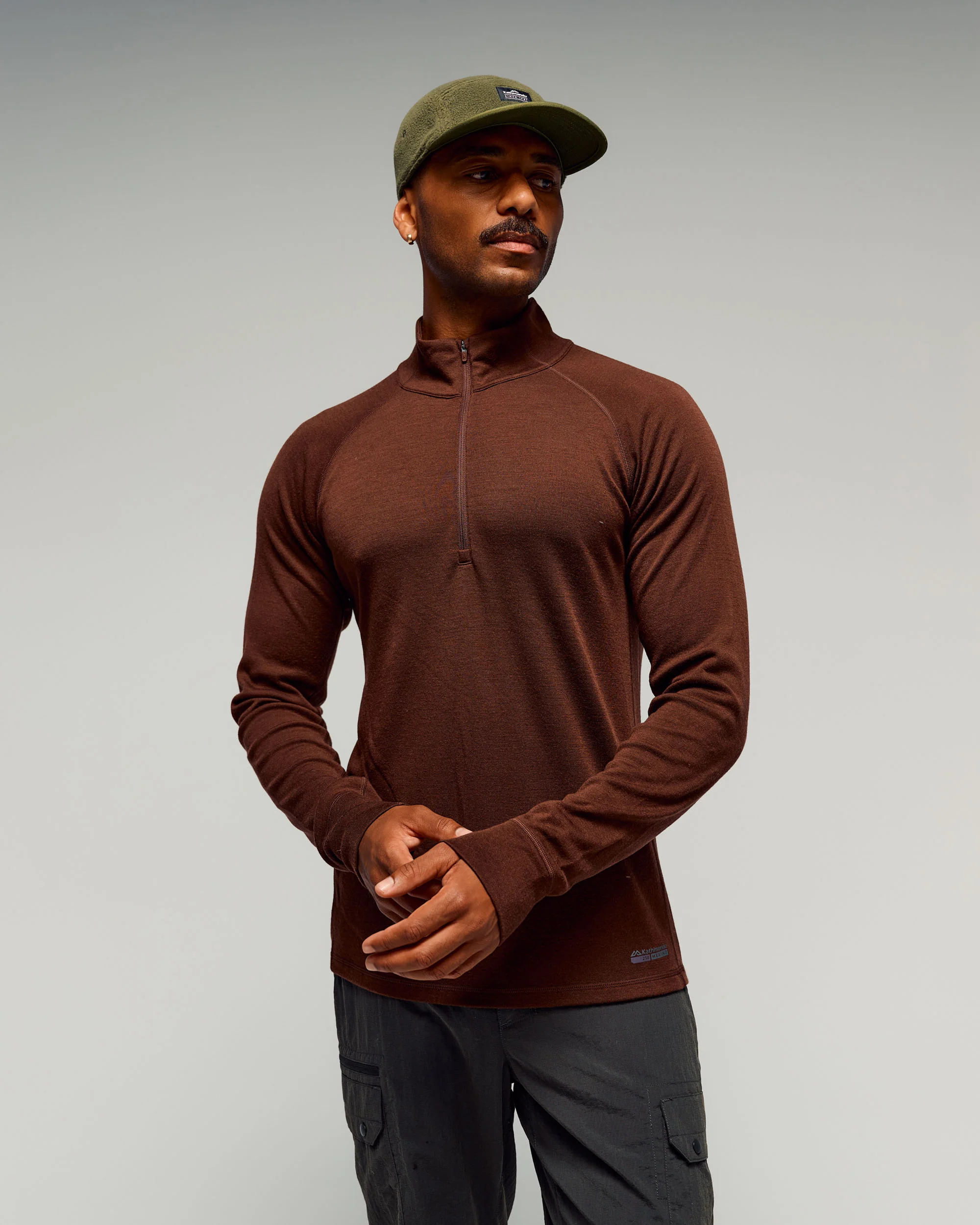 Men's K-Merino 250 1/4 Zip Long Sleeve Top - Cocoa