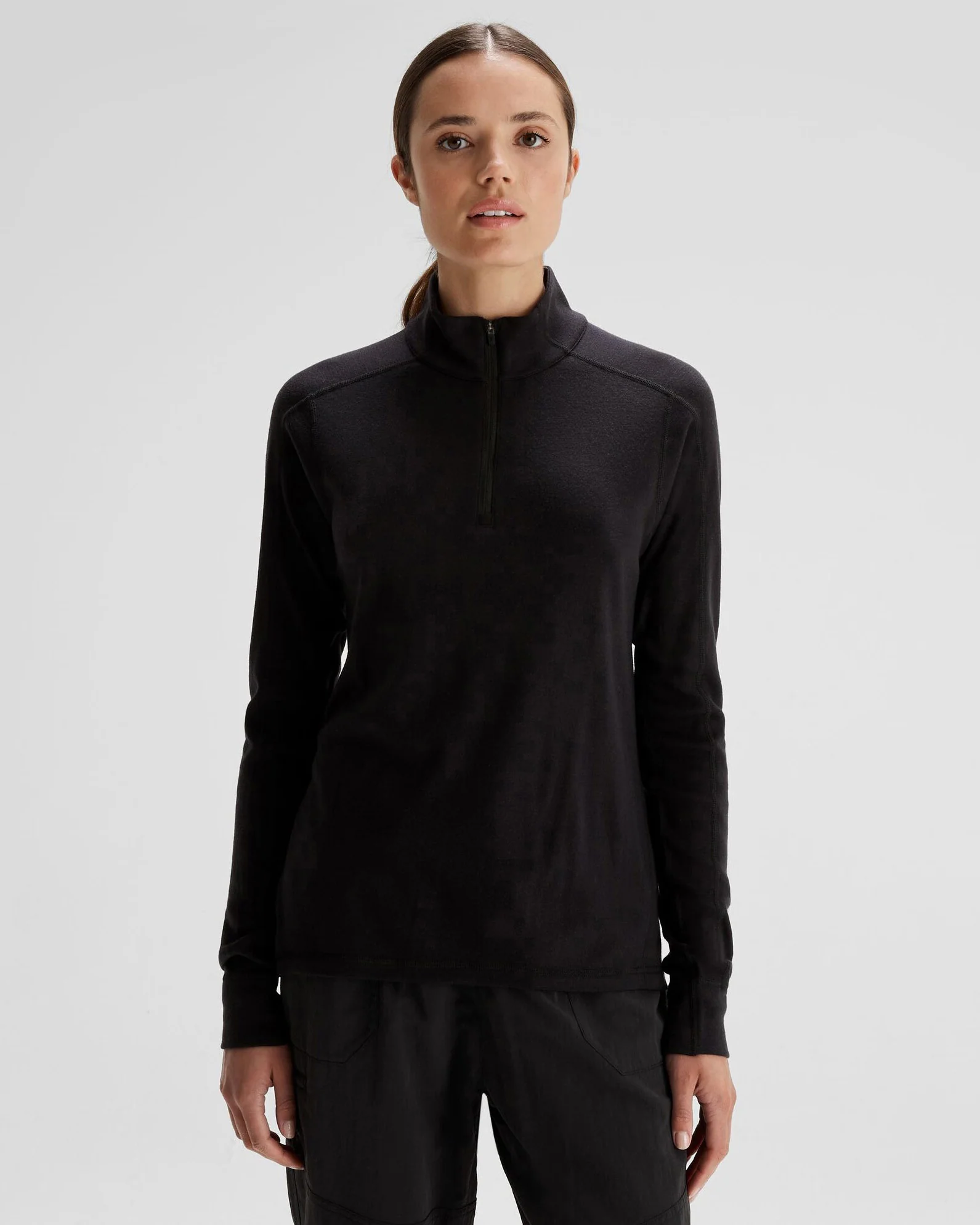 Women's K-Merino 250 Quarter Zip Top  - Black Stingray