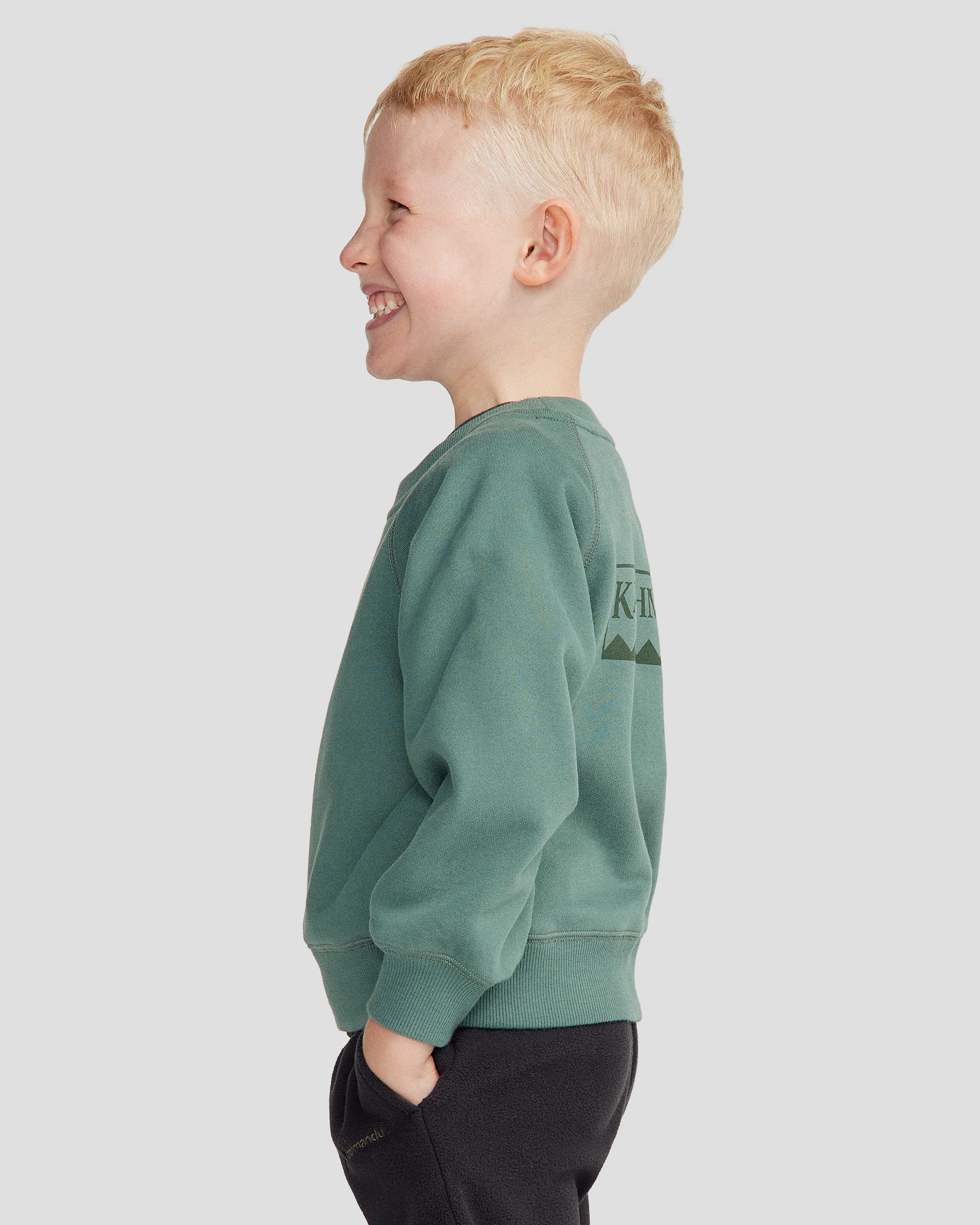 Kids' Heritage Logo Brushed Crew - Light Forest - Image 4