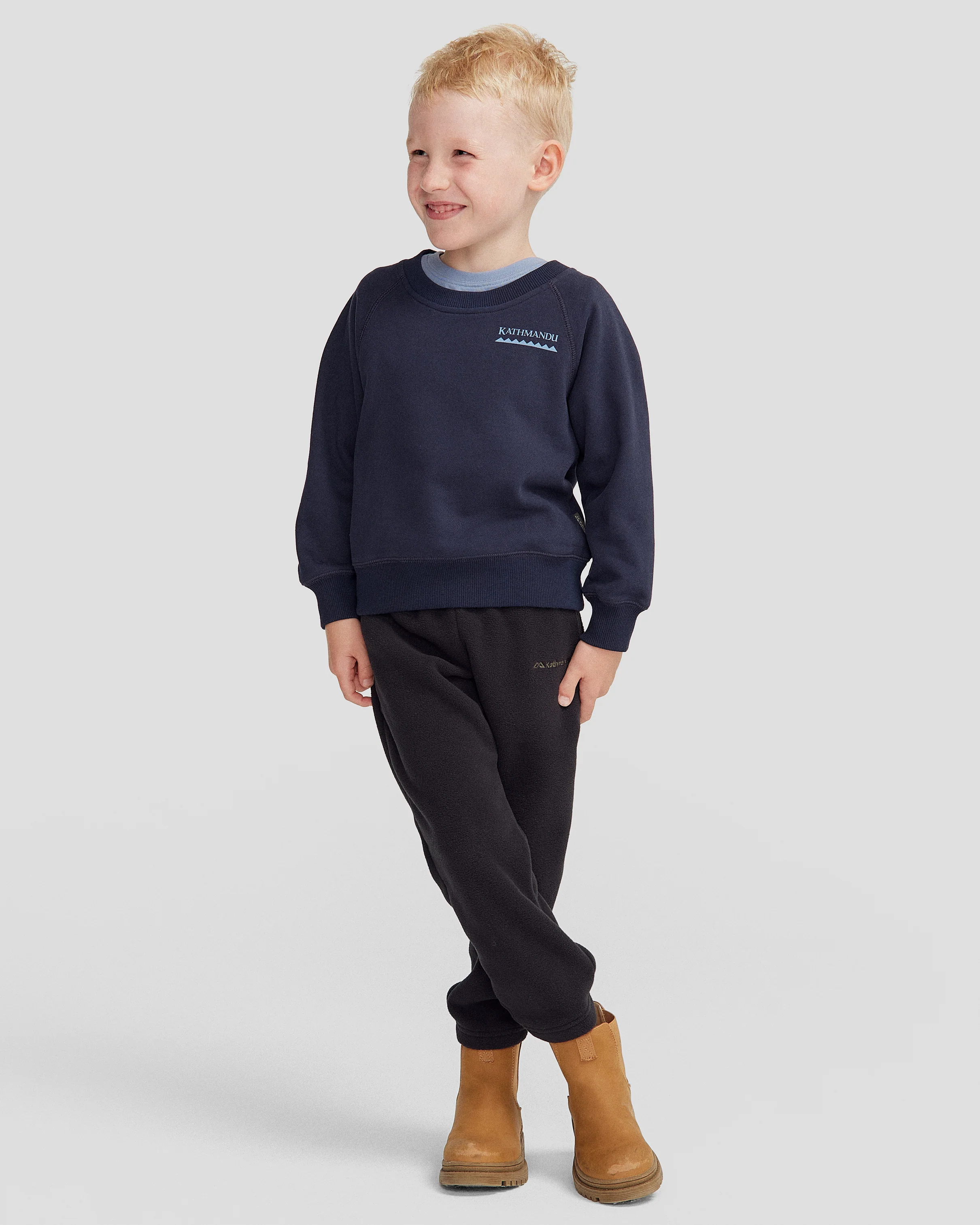 Kids' Heritage Logo Brushed Crew - Pure Navy - Image 3