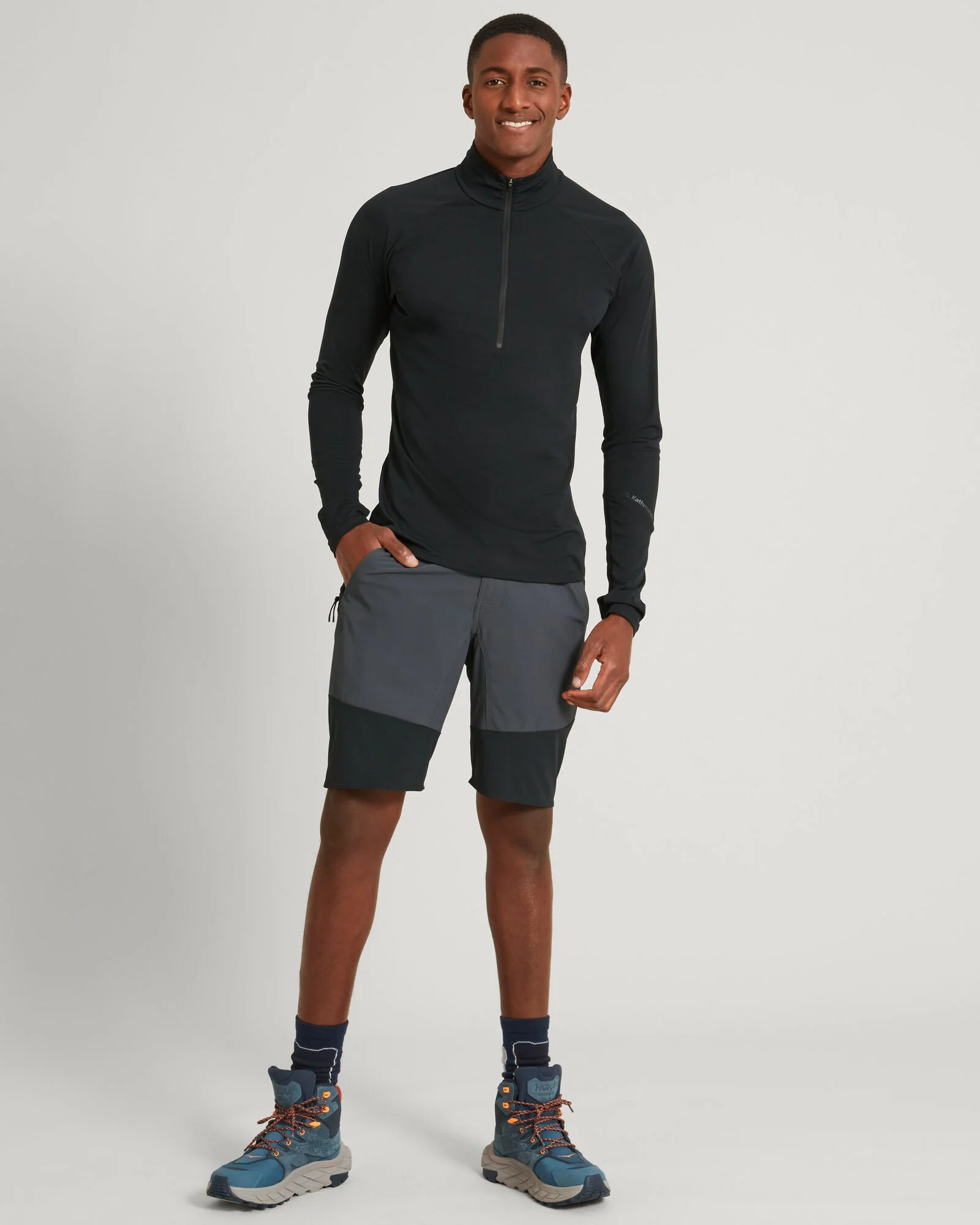 KMDAction Men's Long Sleeve Quarter Zip Top - Black - Image 2