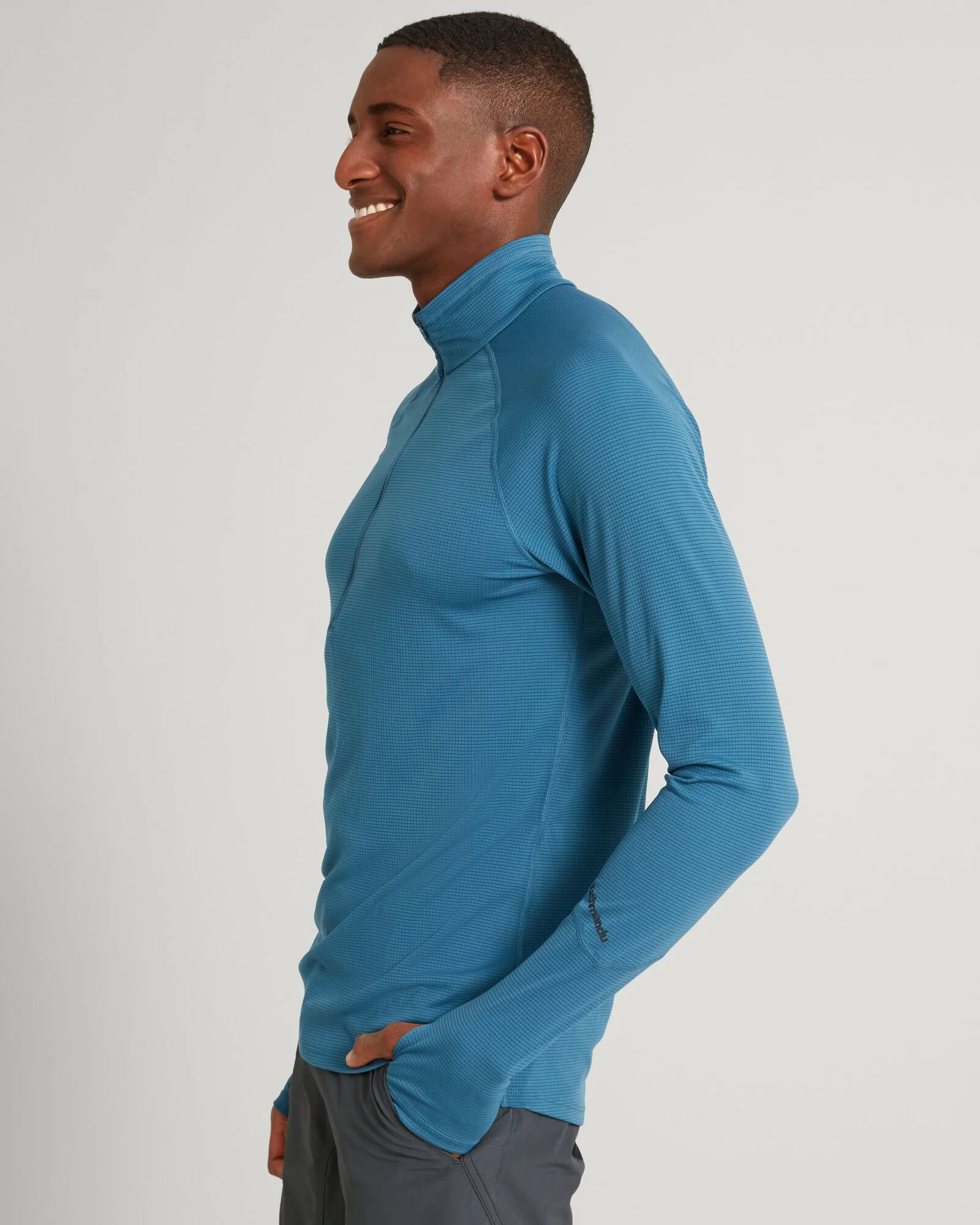 KMDAction Men's Long Sleeve Quarter Zip Top - Steel Blue - Image 2