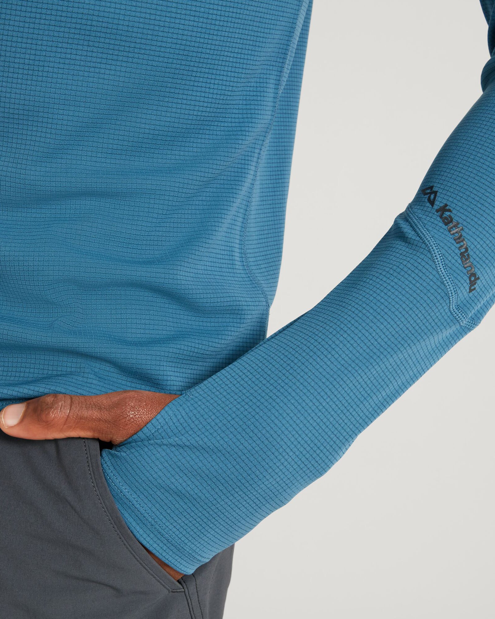 KMDAction Men's Long Sleeve Quarter Zip Top - Steel Blue - Image 4