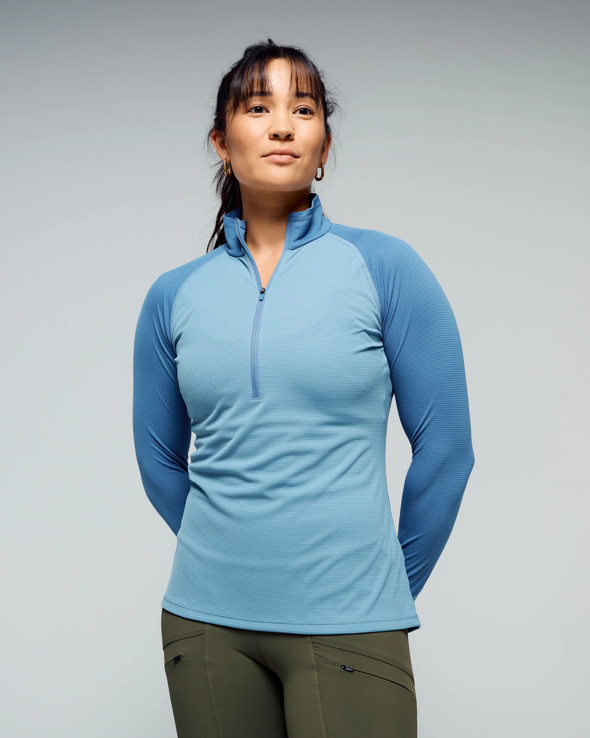 Women's KMDAction Quarter Zip Baselayer Top  - Moonlight/Bluehaze
