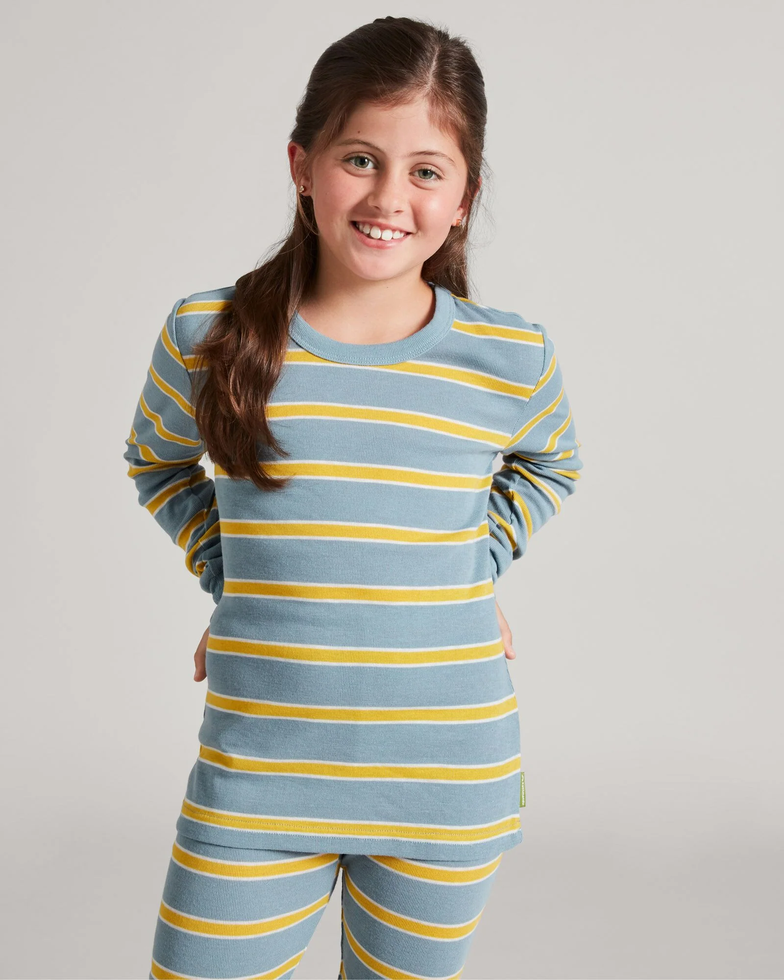 Kids' KMDCore Long Sleeve Top - Bluehaze/Kowhai Stripe