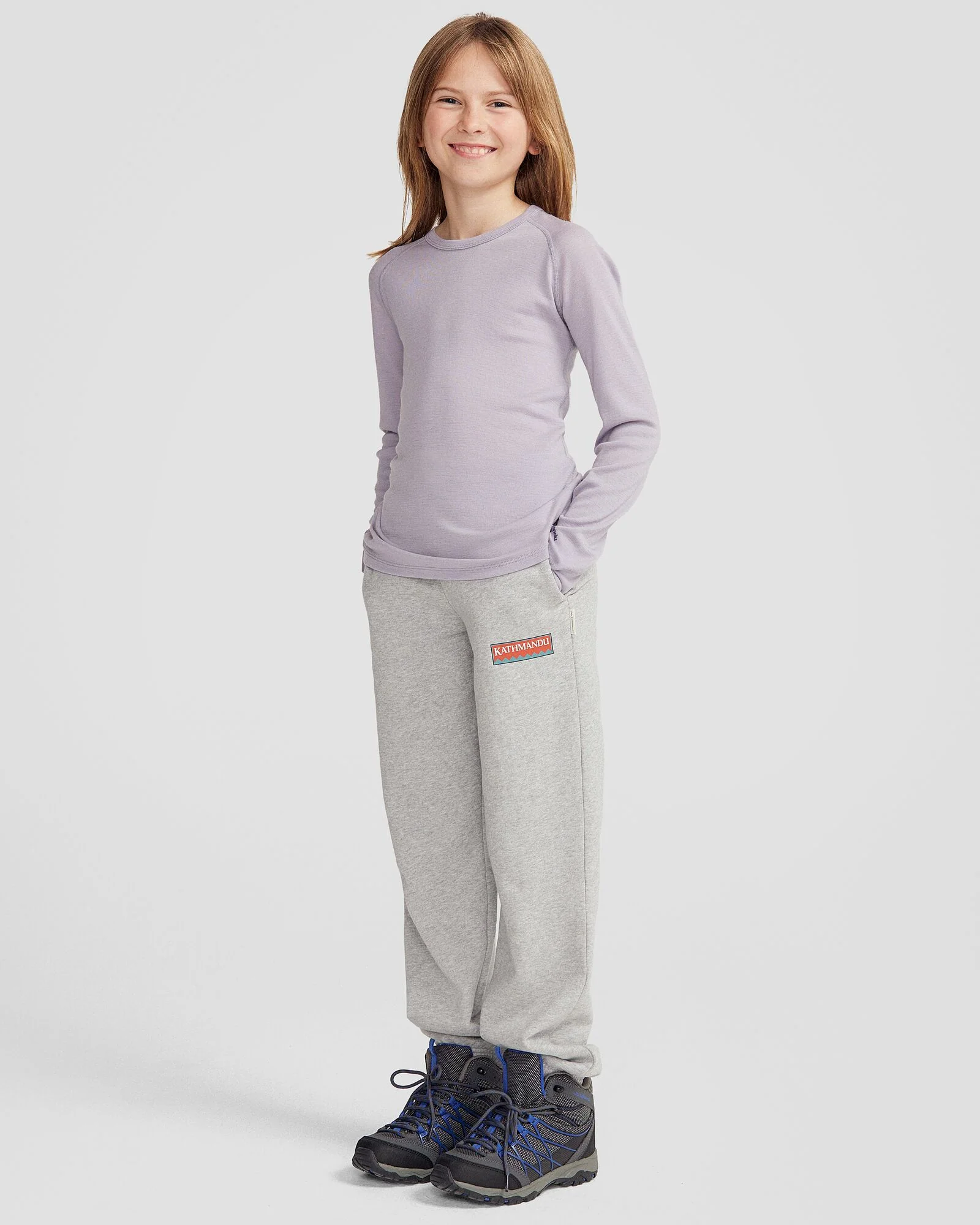 Kids' KMDMerino Baselayer Long Sleeve Top - Light Haze - Image 2