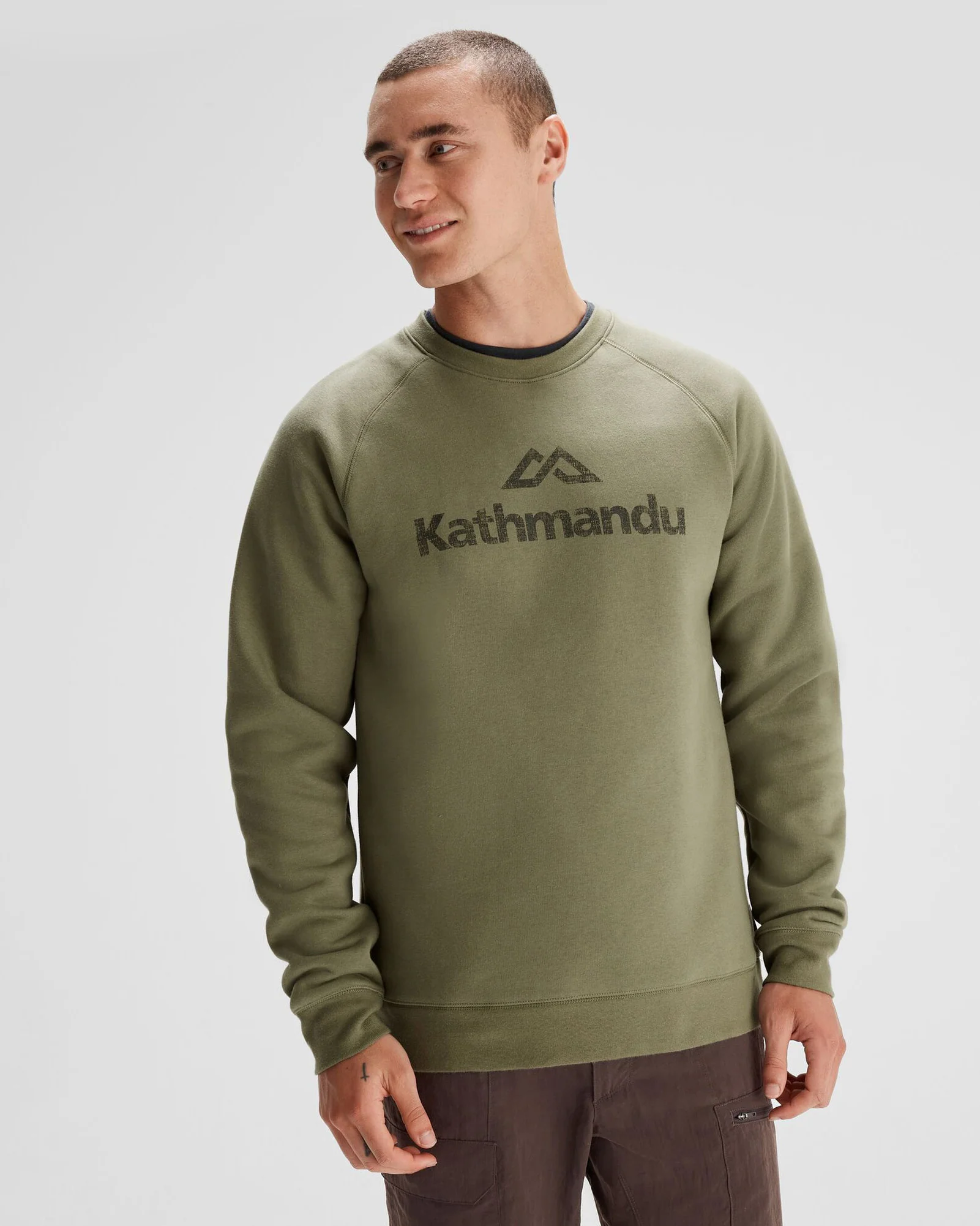 Men's Kathmandu Logo Crew Sweater - Beech