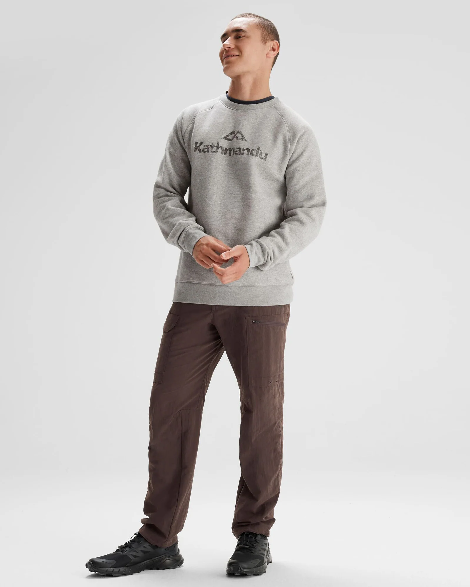 Men's Kathmandu Logo Crew Sweater - Light Grey Marle - Image 4