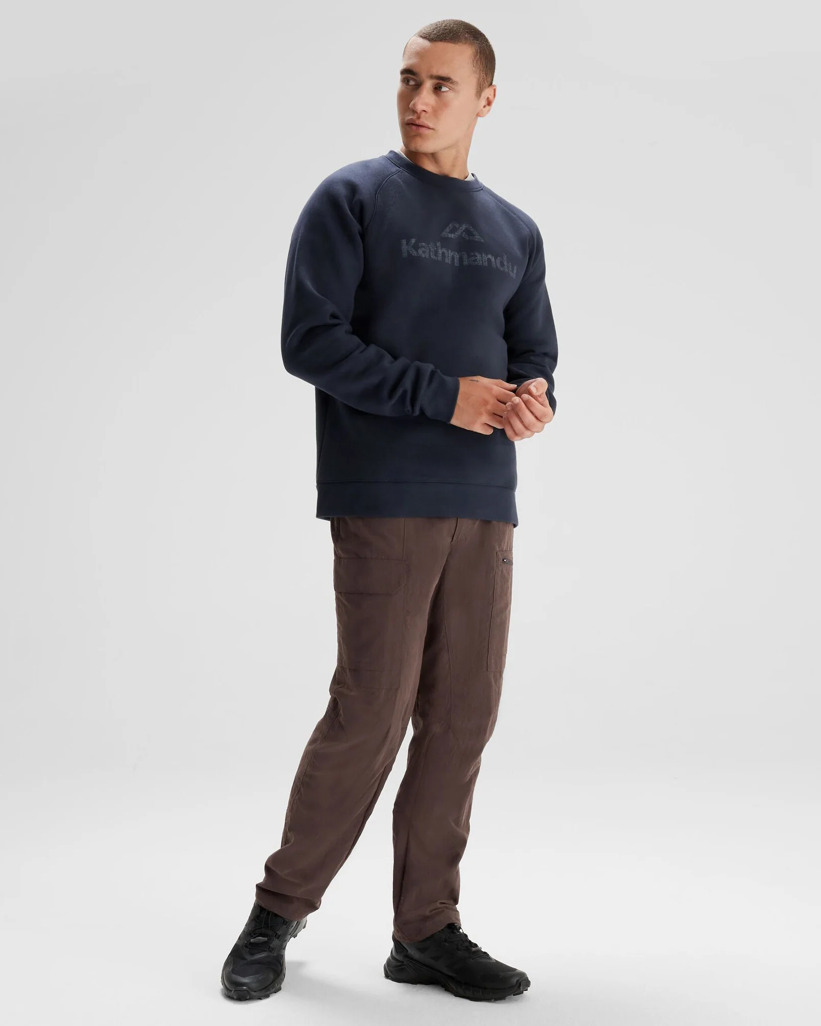 Men's Kathmandu Logo Crew Sweater - Pure Navy - Image 4