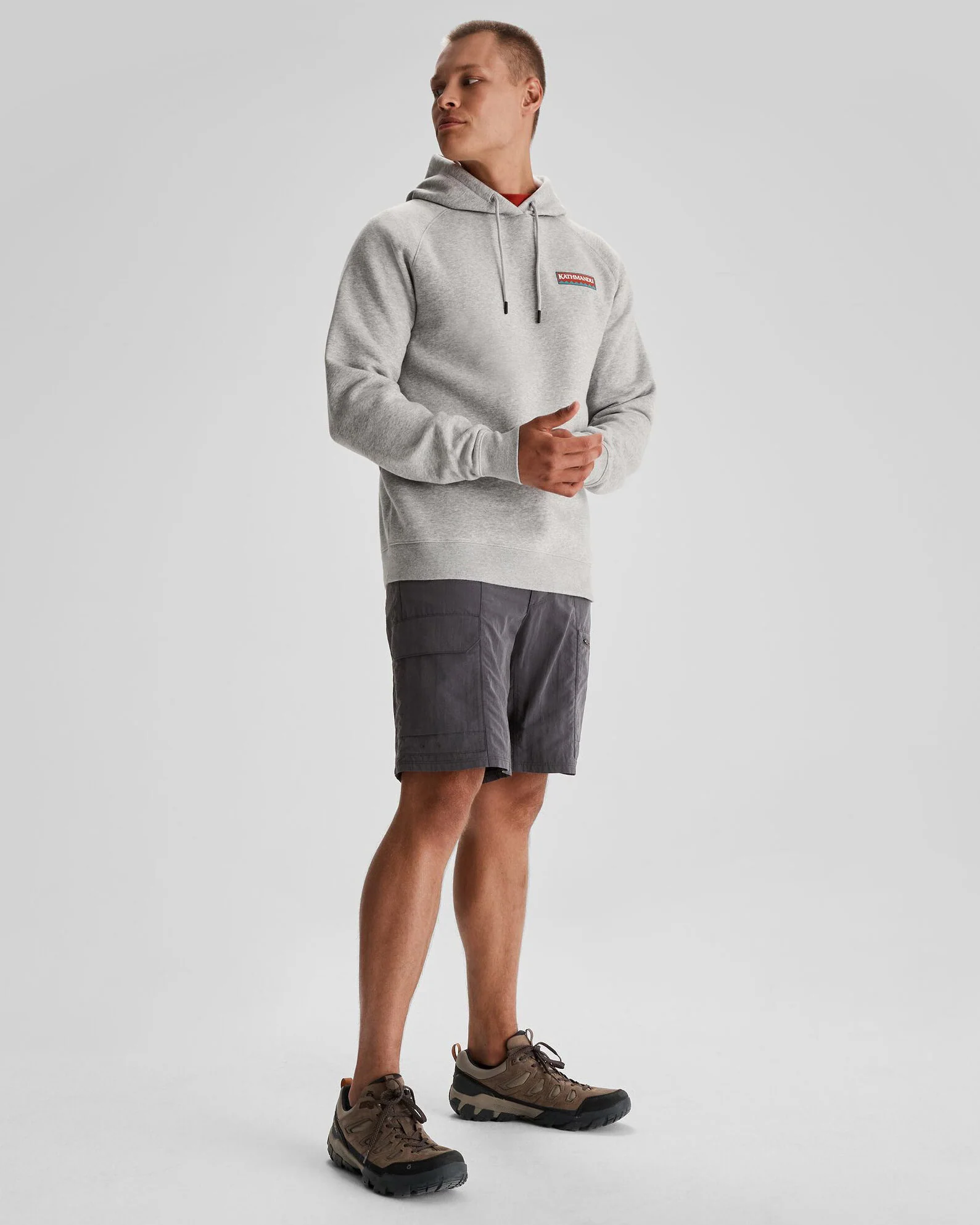 Men's Kathmandu Heritage Logo Slouchy Hoodie - Light Grey Marle - Image 3