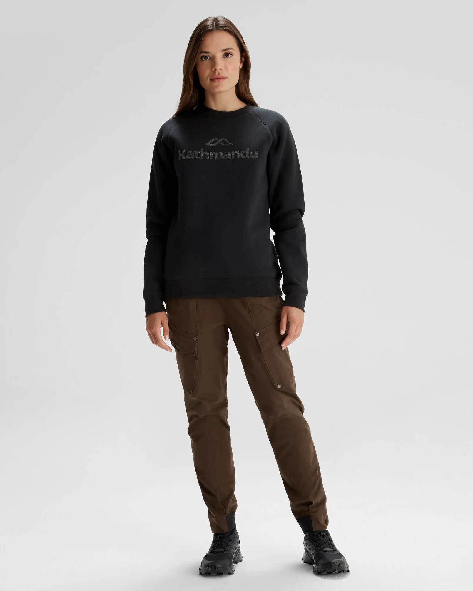 Women's Kathmandu Logo Crew Sweater - Black