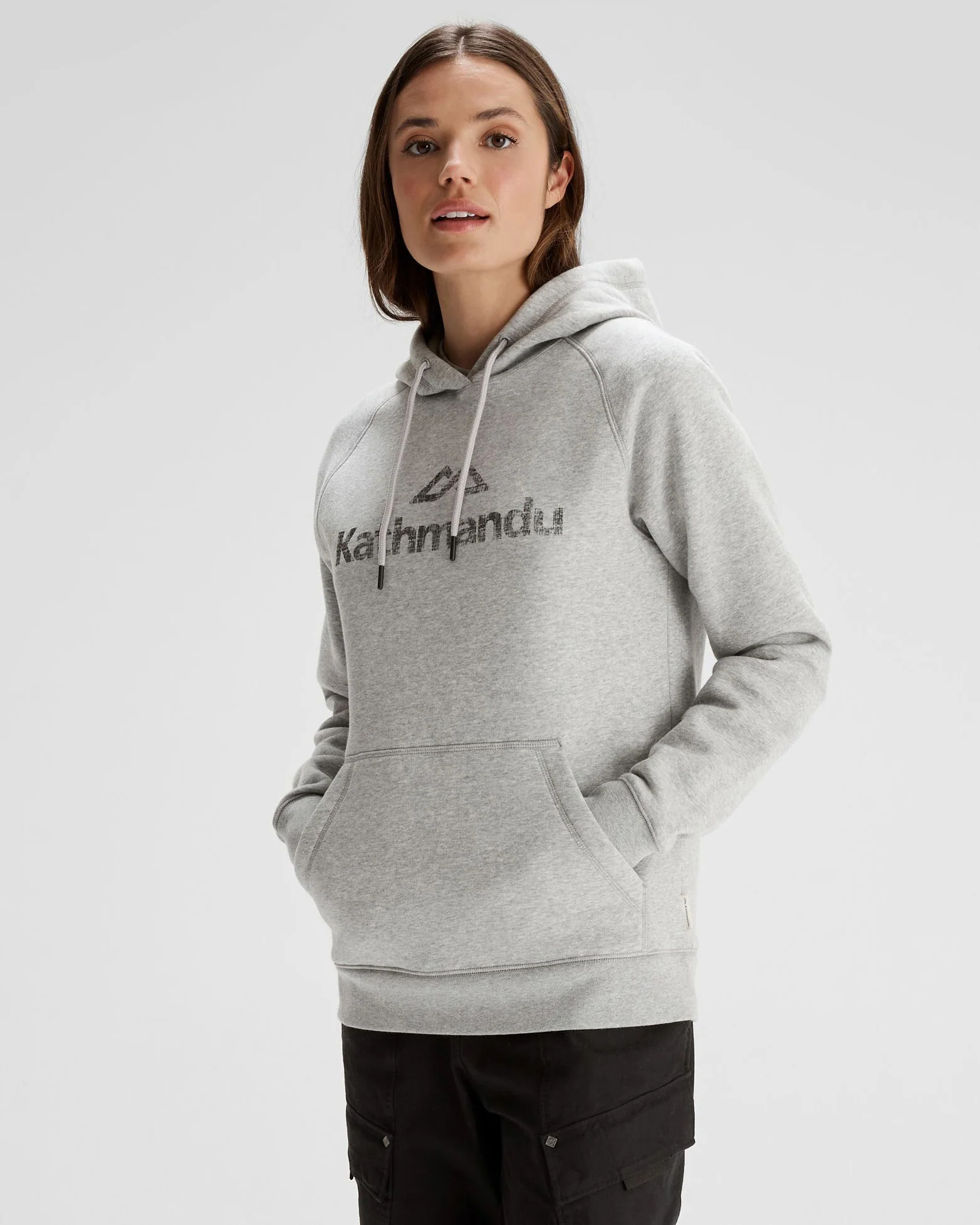 Women's Kathmandu Logo Hoodie - Light Grey Marle