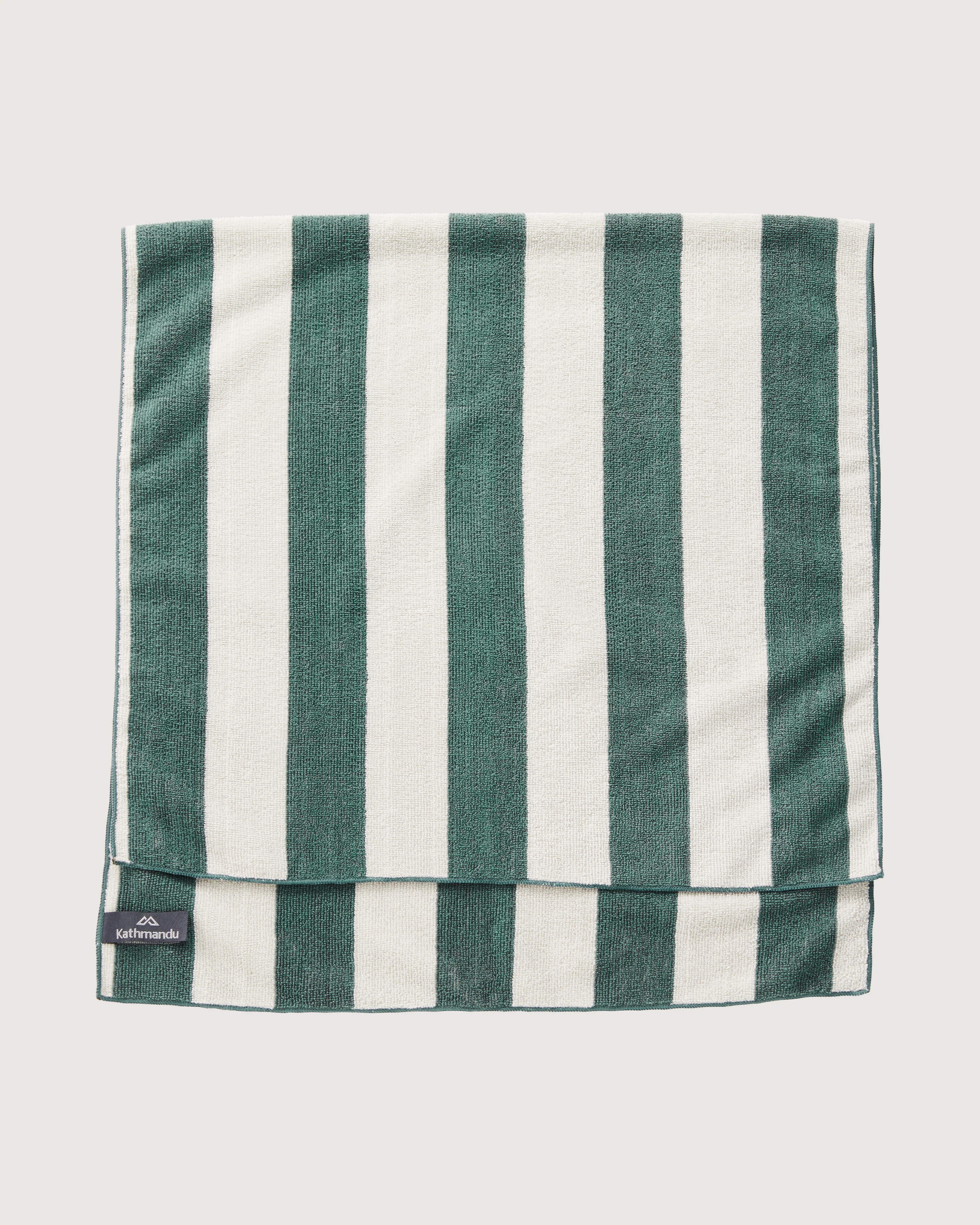 Microfibre Towel Large - Silver Grey/Dark Spruce Stripe