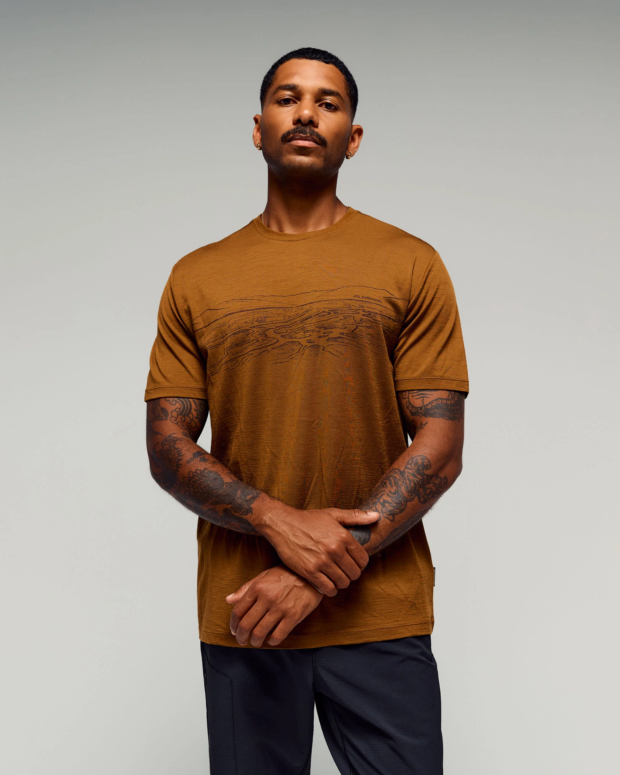 Men's 100% Merino Graphic T-Shirt - Bark