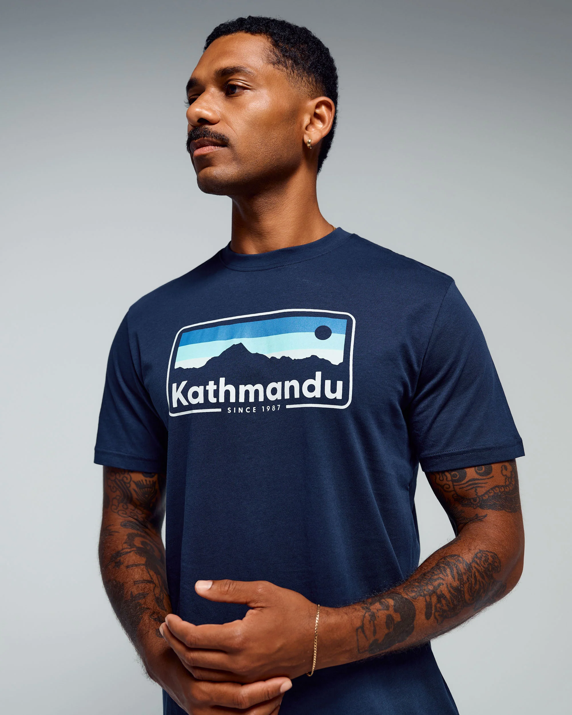 Men's Kathmandu Logo 70's Organic Cotton T-shirt - Midnight Navy