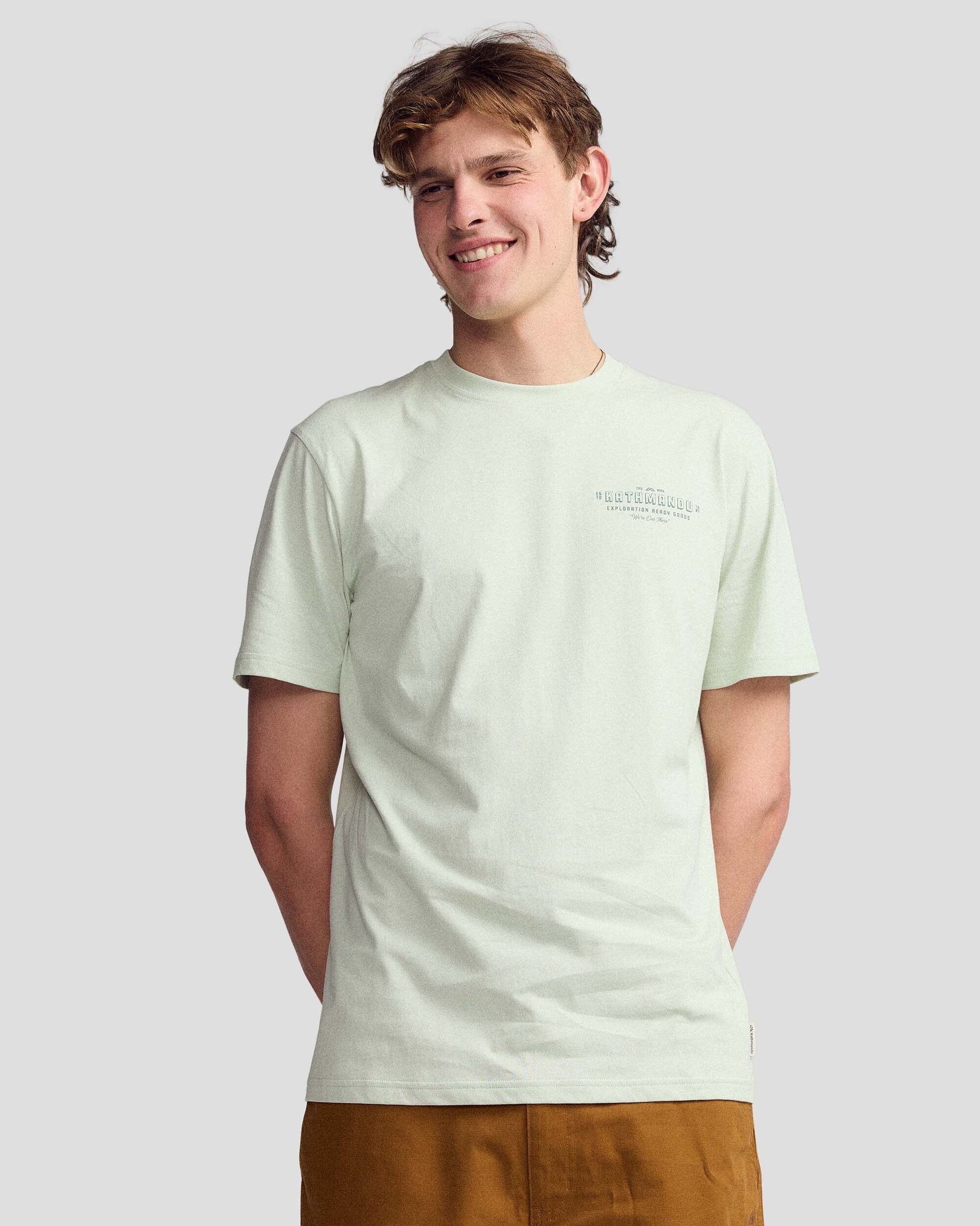 Men's Exploration Organic Cotton T-Shirt - Light Sage - Image 3
