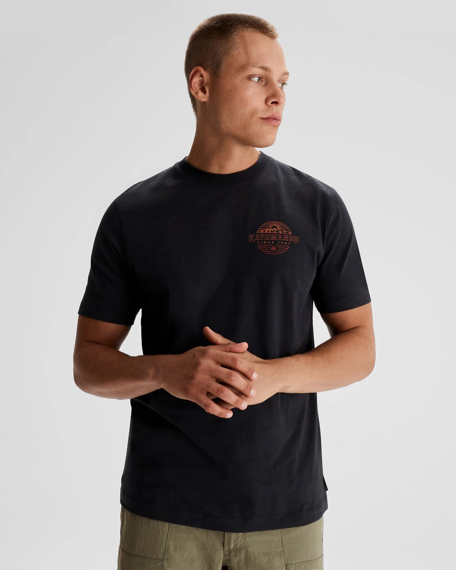 Men's Kathmandu Logo Faded Organic Cotton T-shirt - Black