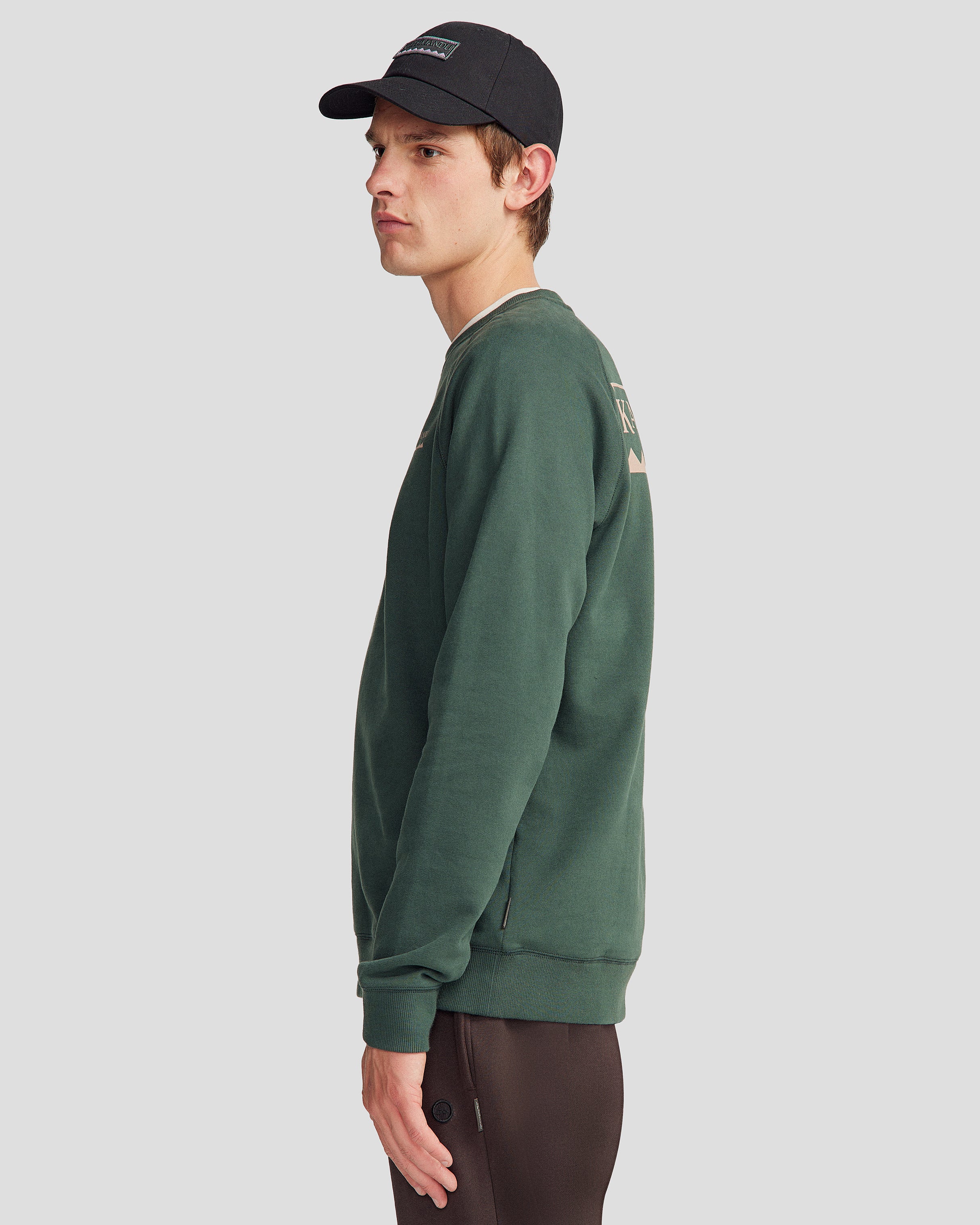 Men's Heritage Logo Brushed Crew - Deep Forest - Image 9