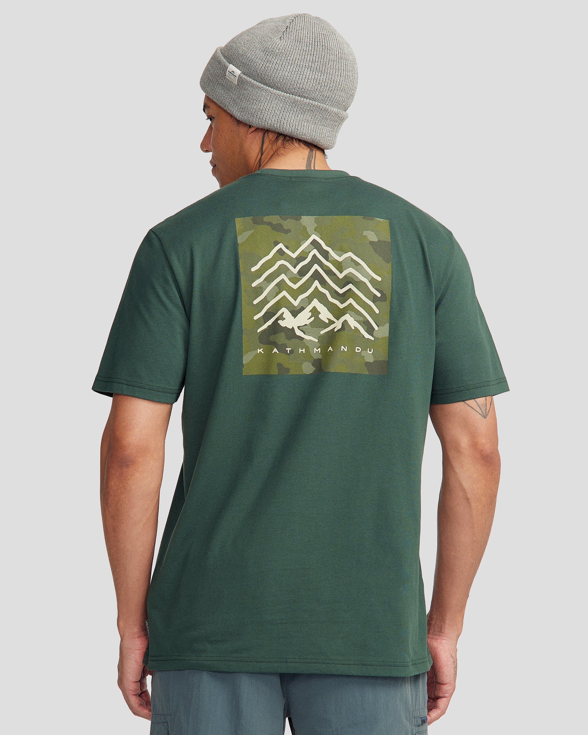 Men's Mountain Camo Organic Cotton S/S Tee - Deep Forest - Image 3