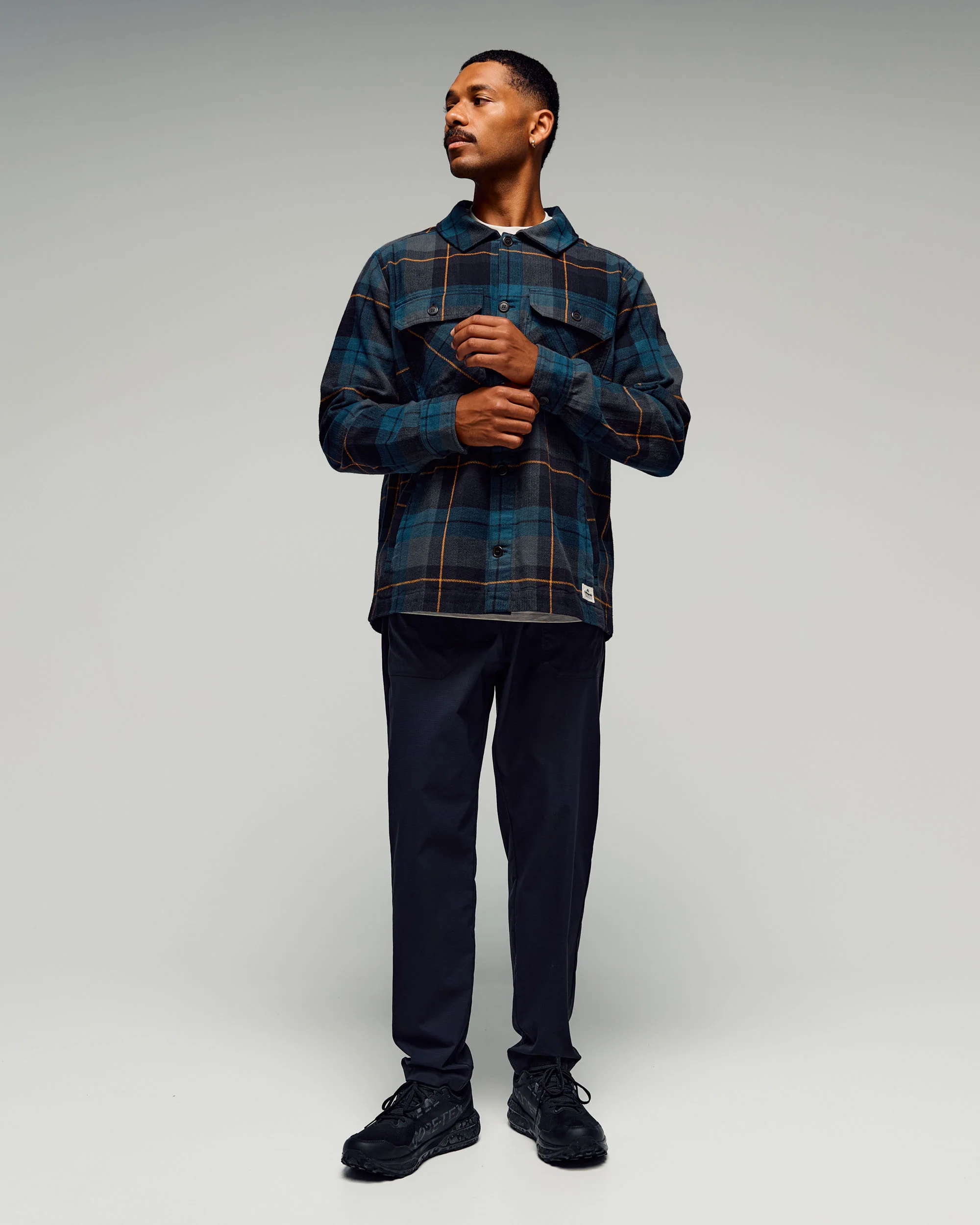 Men's Retreat Huntly Long Sleeve Overshirt - Deep Lagoon Plaid - Image 2