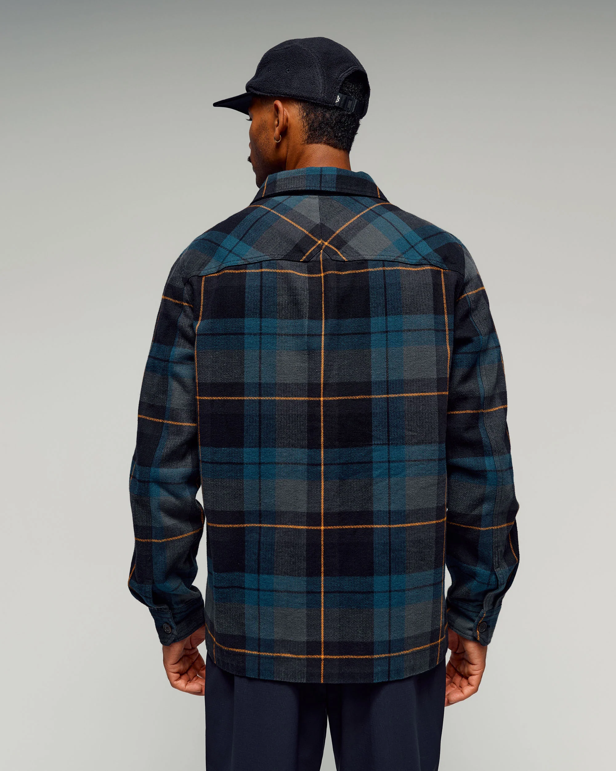 Men's Retreat Huntly Long Sleeve Overshirt - Deep Lagoon Plaid - Image 3